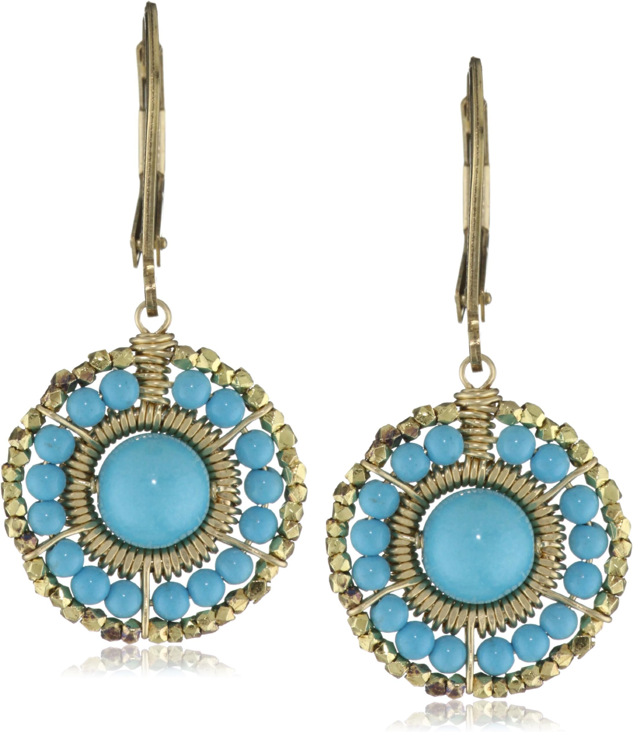Gold-Filled Turquoise Medallion Earrings