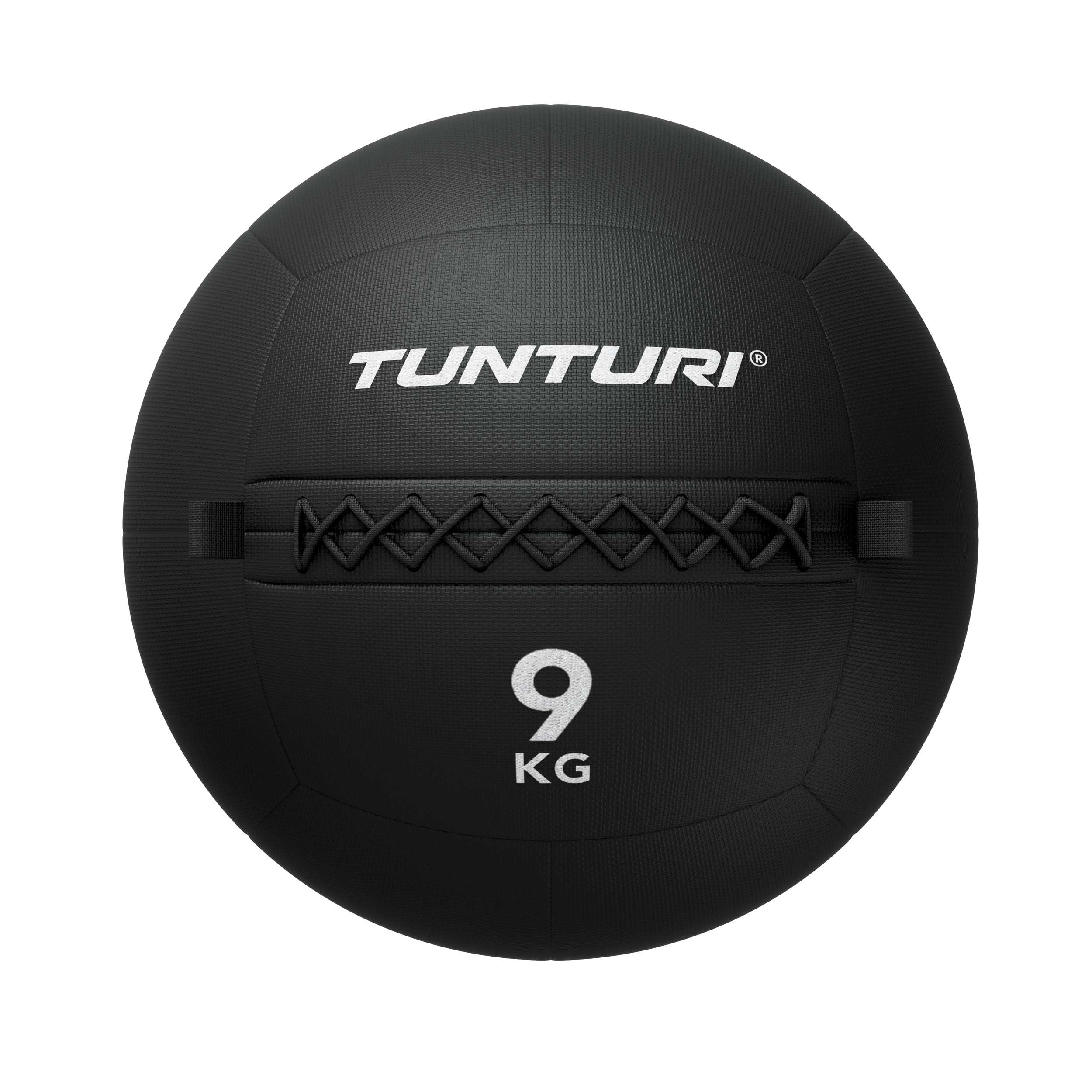 Tunturi Platinum Wall Ball – 9 kg – Nero – App Fitness inclusa