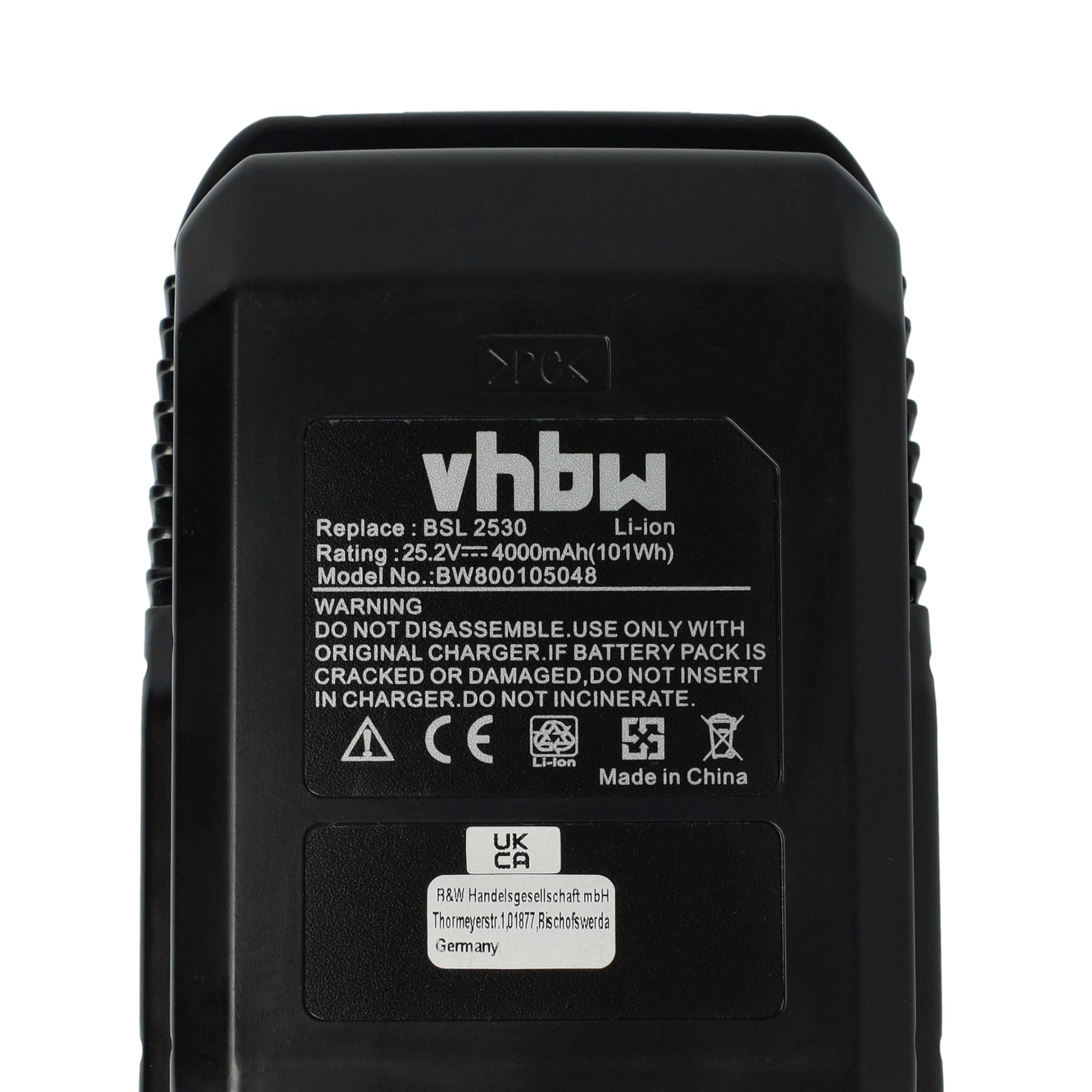 vhbw batteria sostituisce Hitachi 328034, 328033, BSL2530, BSL 2530 per utensile elettrico (4000 mAh, Li-Ion, 25,2 V)
