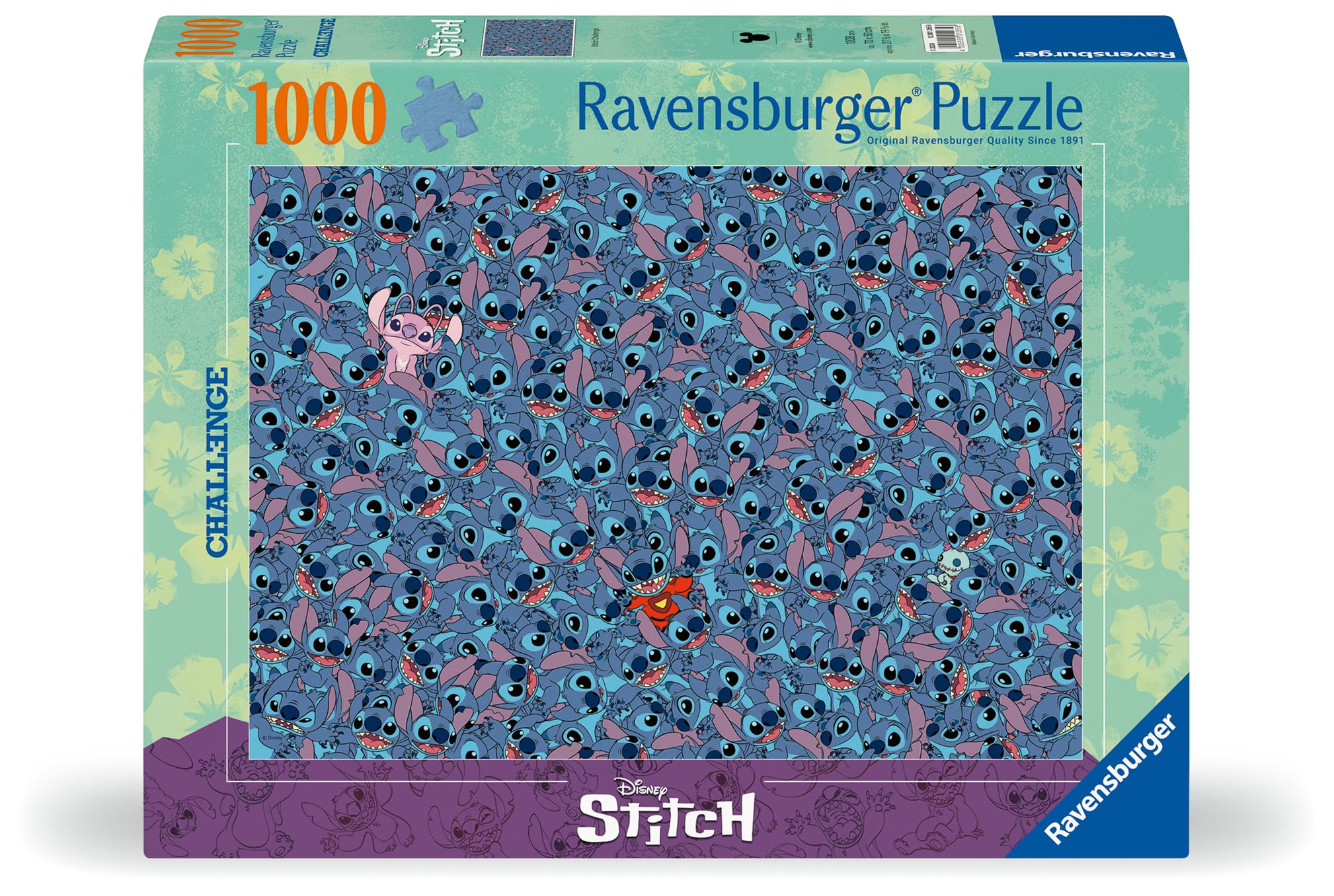 Ravensburger 12001265 - Disney Stitch Challenge - puzzle 1000 piezas – puzzle adultos y niños a patir de 14 años, puzzle Stitch