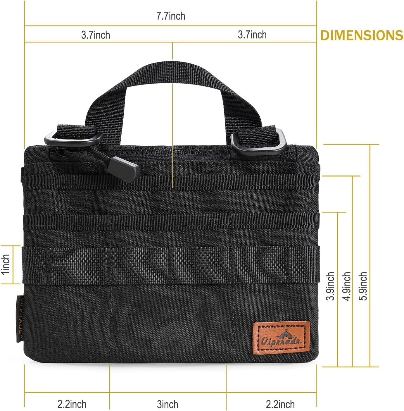 VIPERADE VE5 Slim EDC Pouch with 7 Pockets, Mens Pocket Organizer Multitool Pouch, Mini Crossbody Messenger Bag (No Strap)