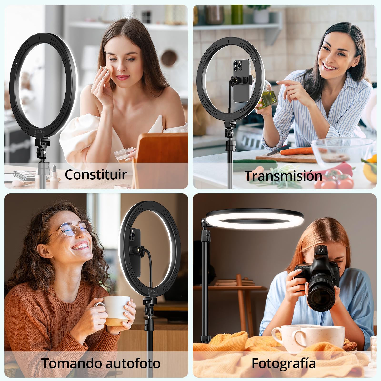 ATUMTEK Anillo de Luz LED 12" con Trípode Extensible 160 cm, 3 Modos de Iluminación & 10 Niveles de Brillo, Luz Selfie con Mando a Distancia para TikTok, Youtube, Fotografía y Streaming
