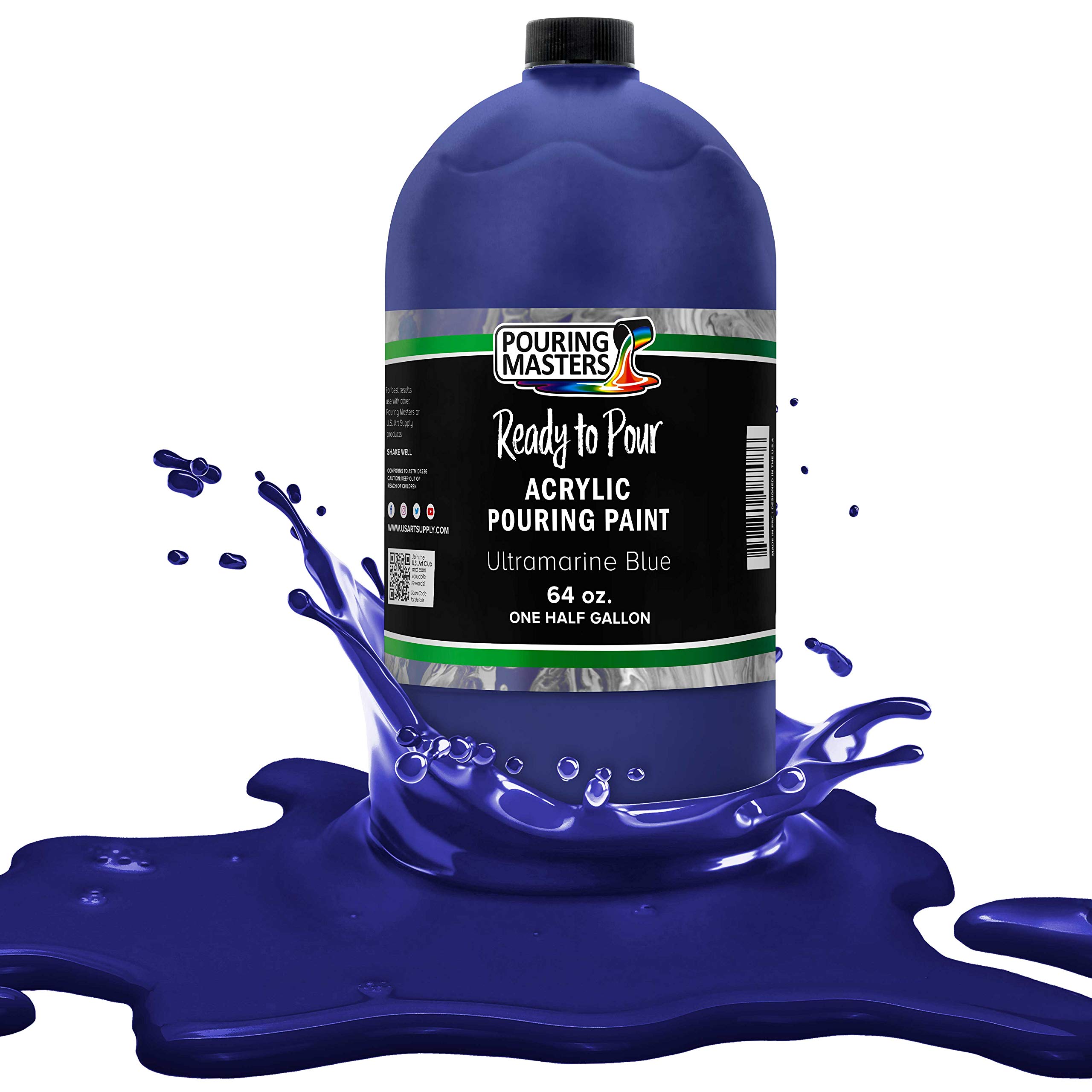 Pouring Masters Ultramarine Blue Ready to Pour Acrylic Pouring Paint - Premium 64-Ounce Pre-Mixed Fluid Acrylic Paint - Fluid Art Supplies for Canvas,