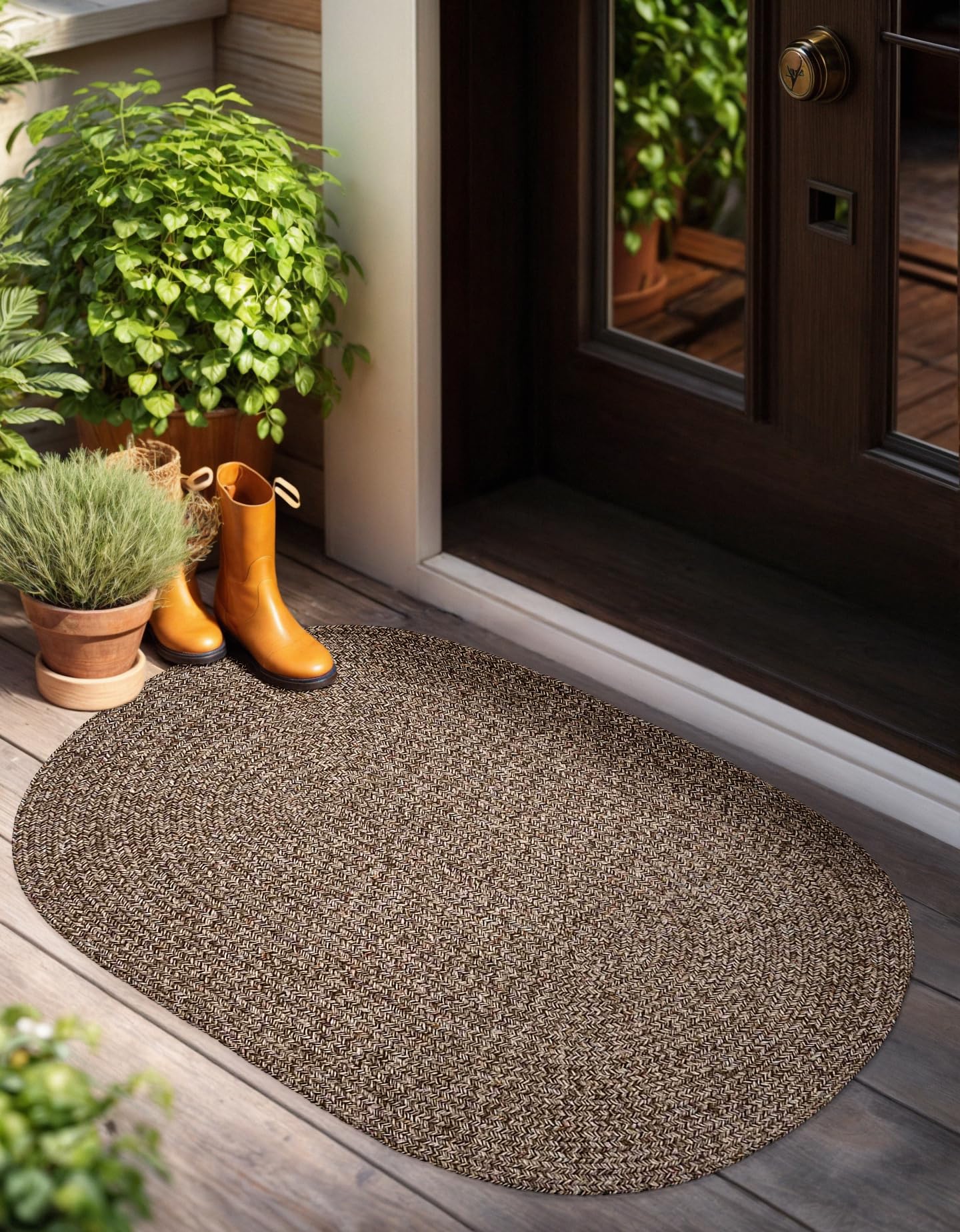 RRI Home Decor Seasons SS38 Brown 3' x 5' Oval - Braided Area Rug, Home Decor, Floor Mat or Bedroom Rug - Easy Care, Ideal for High Traffic Areas in