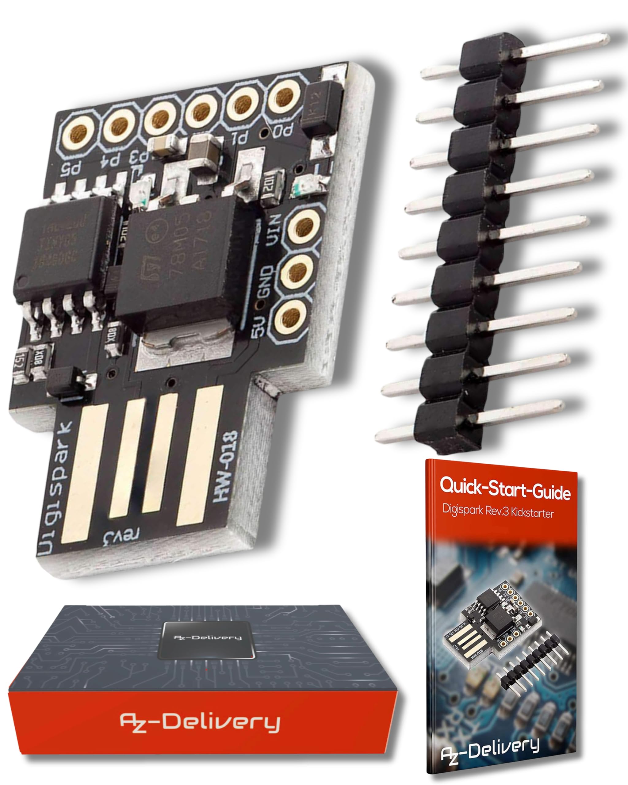 AZDelivery 3 x Placa de Desarrollo Digispark Rev.3 Kickstarter ATTiny85 Compatible con Arduino con USB con E-Book Incluido! — view 7