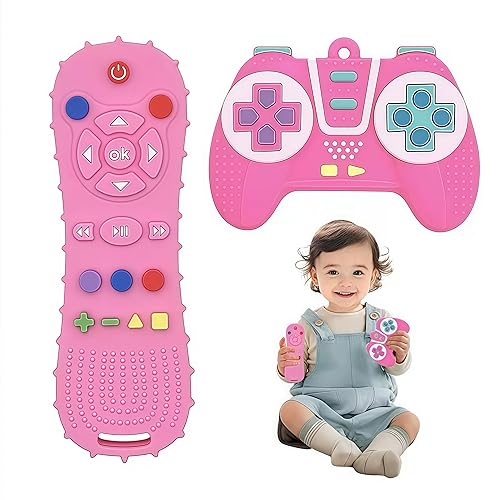 Miniatura 2 de AALFA Juguete de dentición para bebés, control remoto de TV suave + forma de máquina de juego, juego de masticar, desarrollo intelectual, juguete