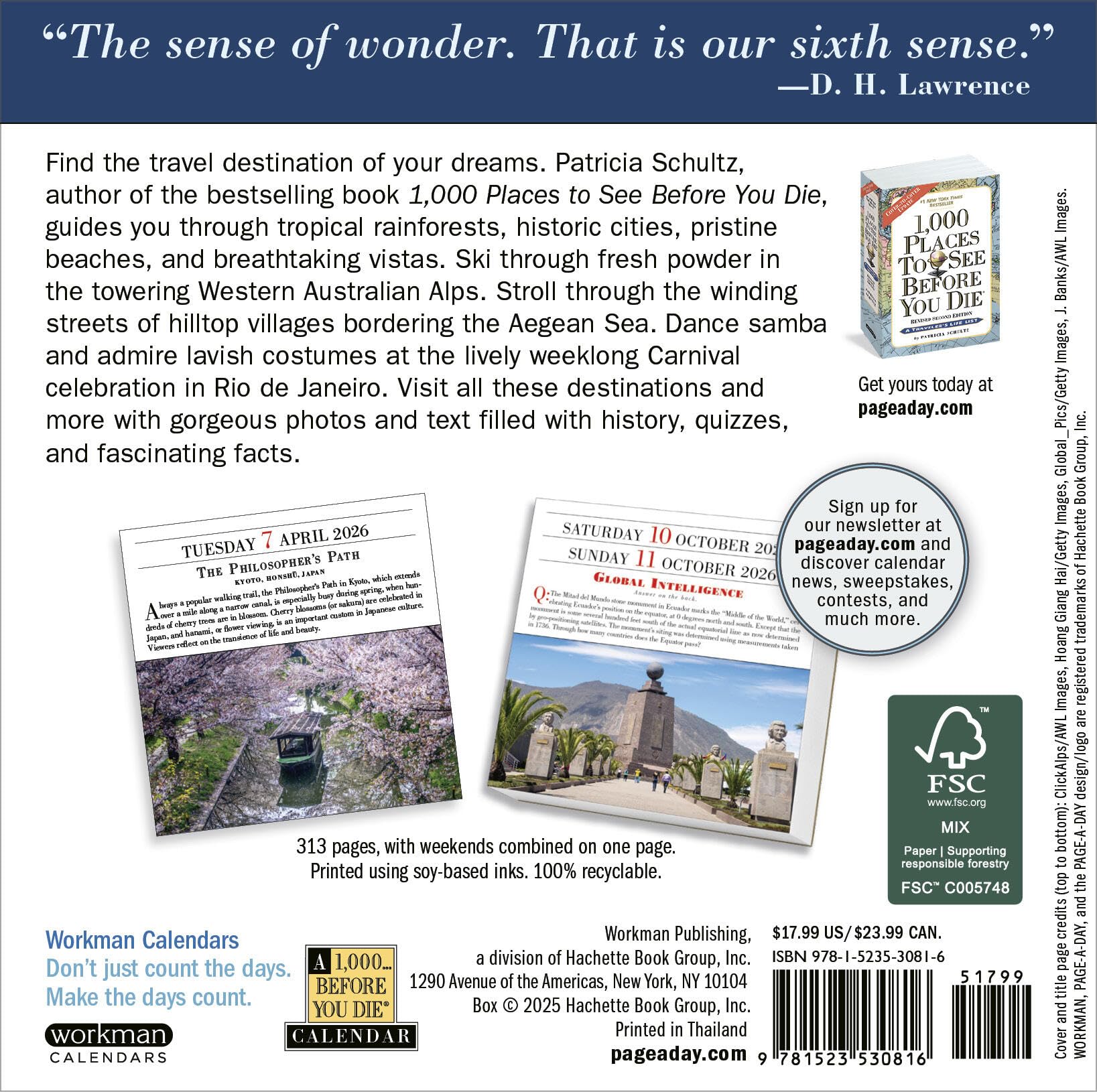1,000 Places to See Before You Die Page-A-Day® Calendar 2026: A Year of Travel
