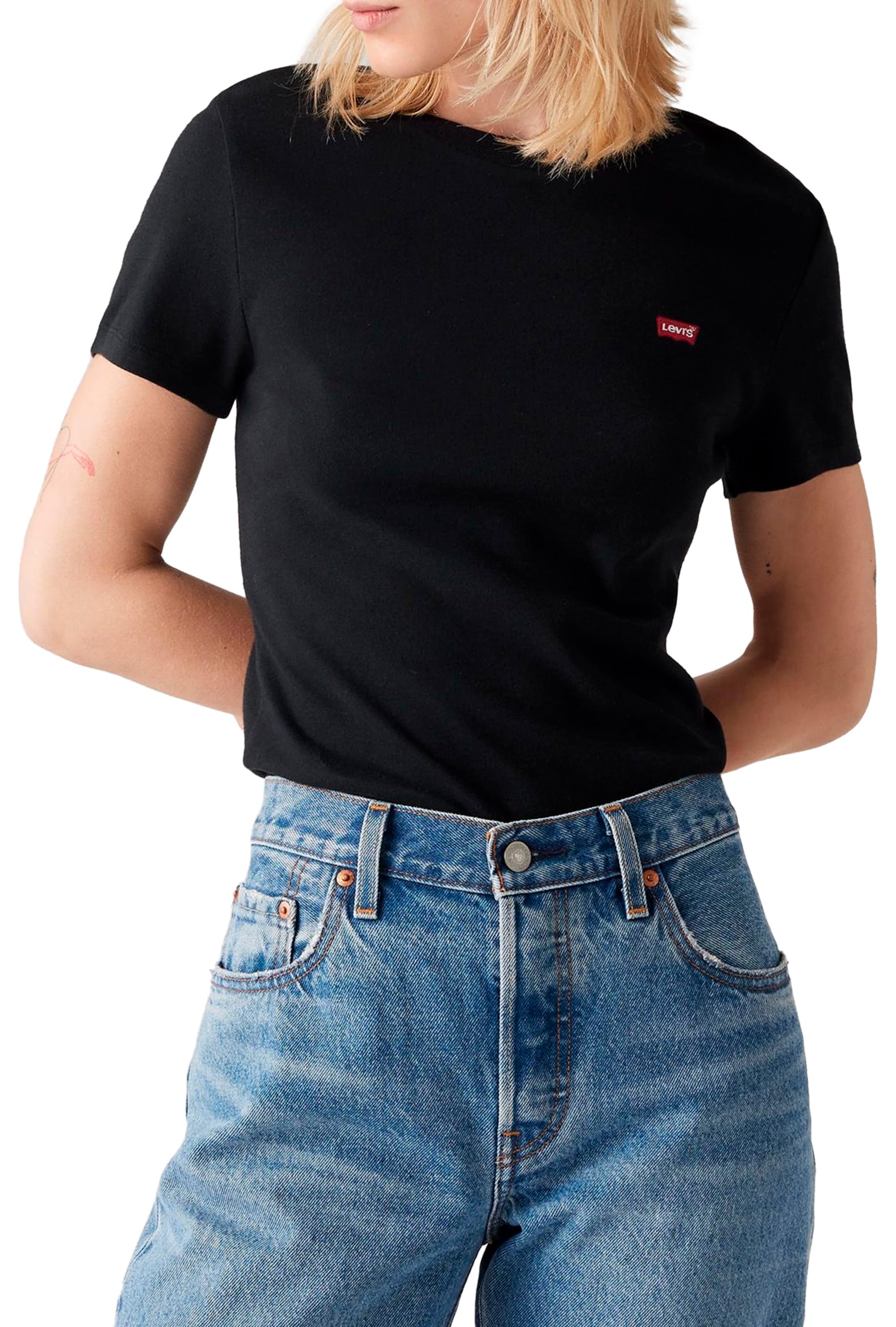 Levi's Women's Essential Housemark Short-Sleeved T-Shirt, Caviar, M