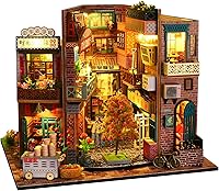 Vista 1 de Tzgsonp Kit de rincón de libros, kit de madera para hacer habitaciones con muebles y luz LED, hecho a mano, artesanías en miniatura, casa