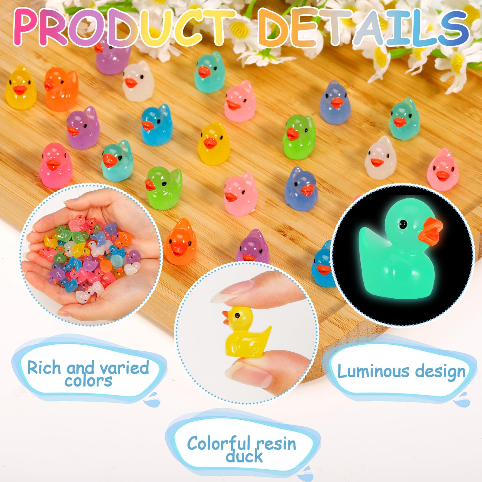 100 Mini Canards En Résine - 10 Couleurs - Décoration Aquarium, Maison Poupée, Jardin - Cadeau Enfant