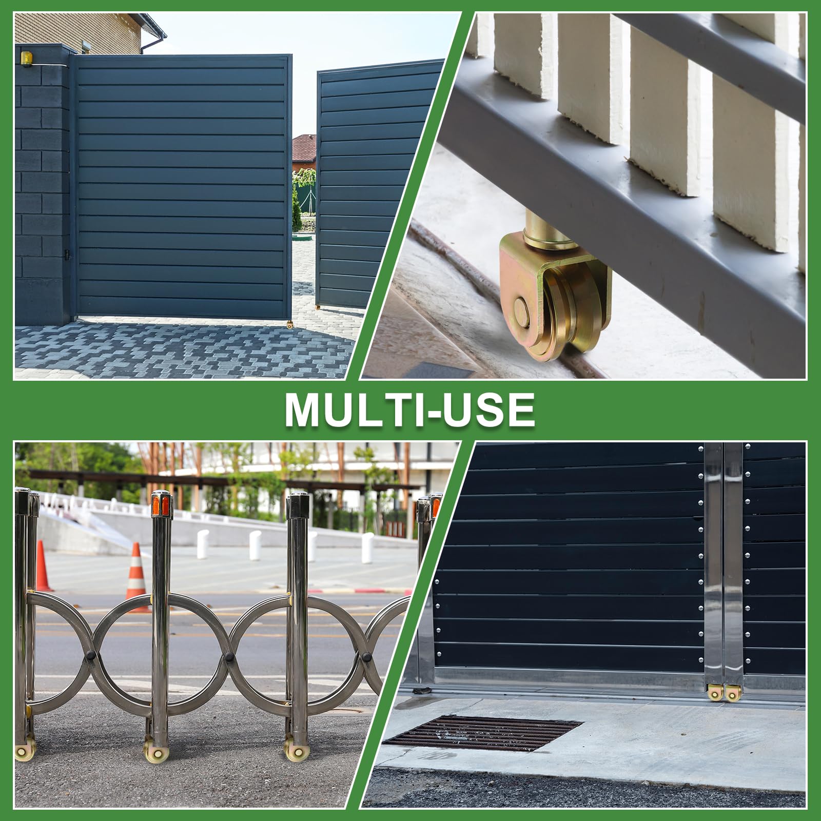 Ruedas de puerta corredera de 1.9 pulgadas, 4 unidades polea giratoria 360° ranura en V soporte riel, máquina industrial dorado