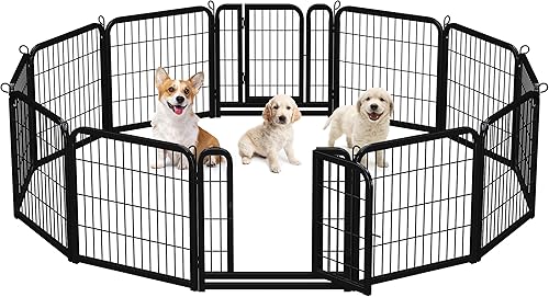 Miniatura 1 de Yaheetech Corralito para perros al aire libre, 12 paneles de valla para perros de 24 pulgadas, corral para mascotas de interior para perros medianos
