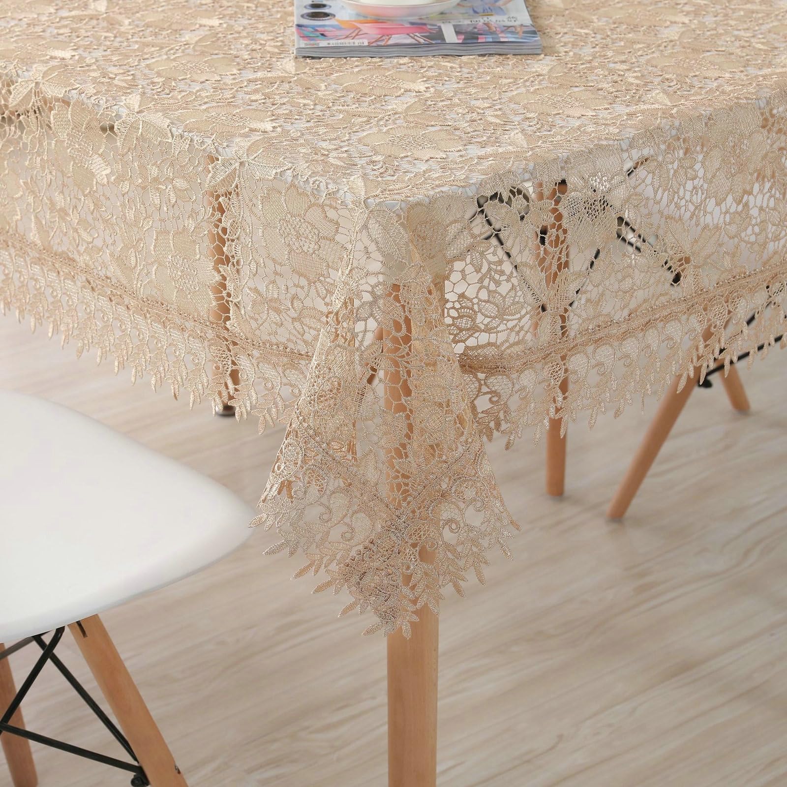 Kwadratowy obrus kwiatowy wodoodporny khaki 130 x 130 cm