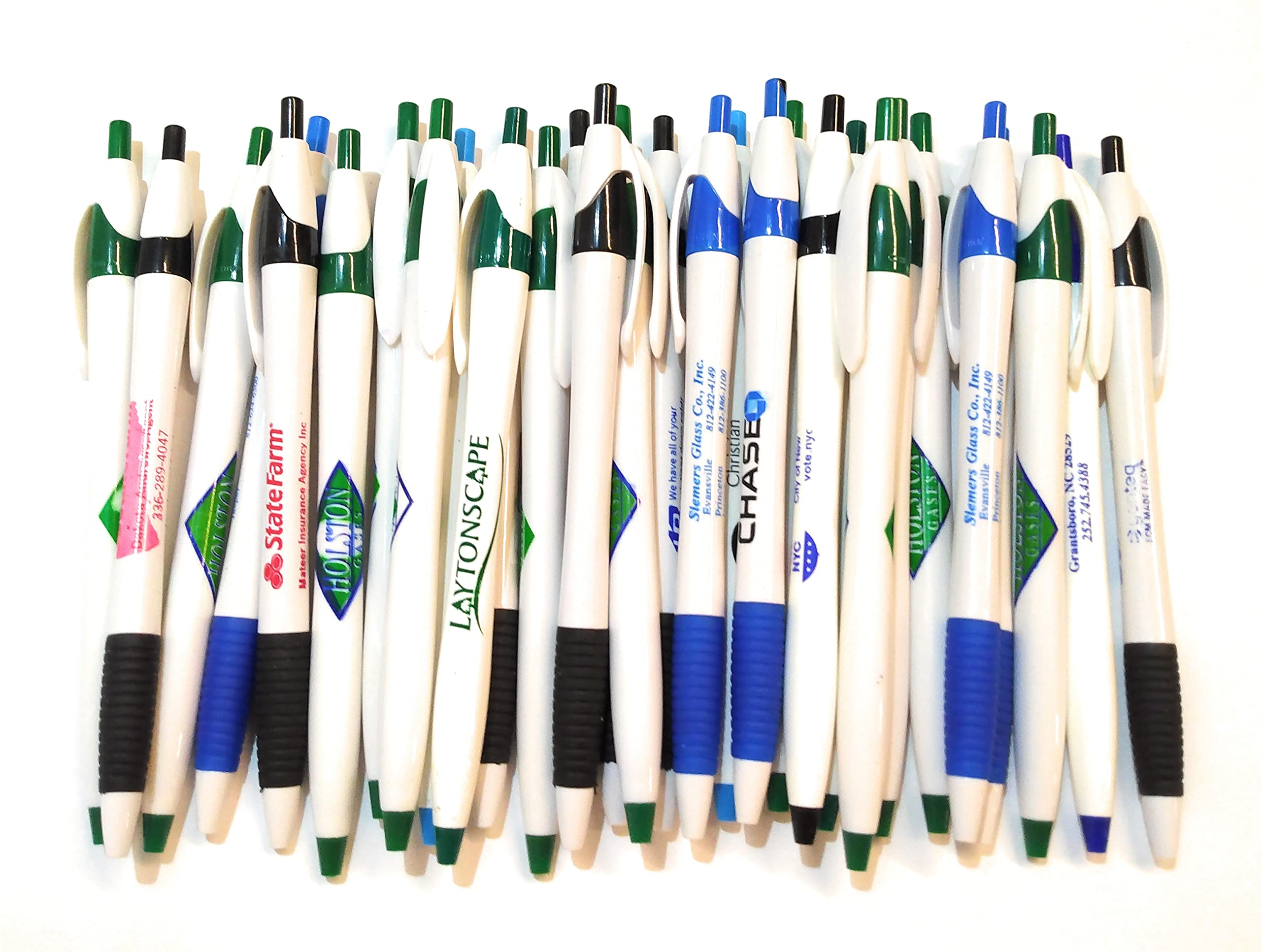 30 Count Misprint Pens Lot, Ball Point, Plastic, Retractable, Thin Java Style Barrel, Multicolor