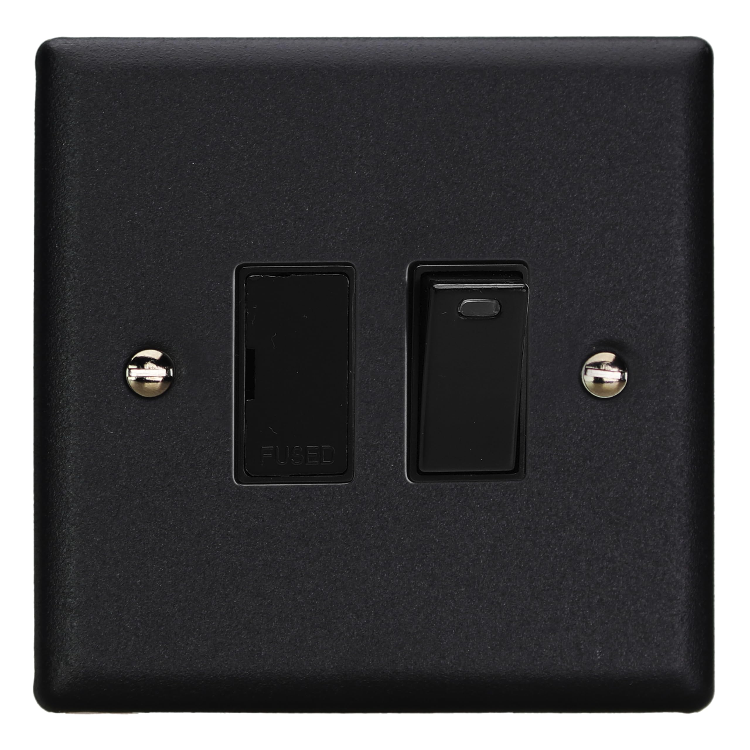Varilight Switched Fused Spur with Neon - Urban Matt Black with Black Insert, XY6NB.MB, 91x91x30mm