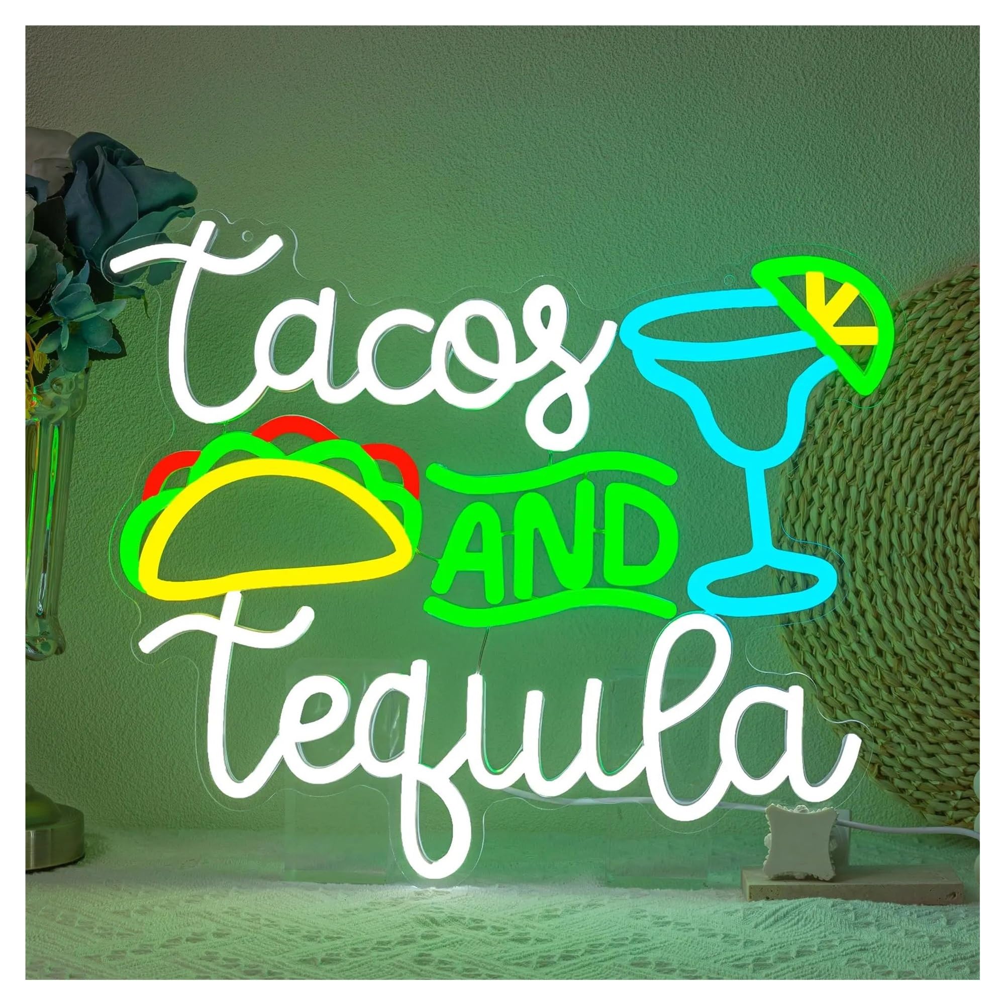 LEMST Sign Lamp Corn Tortillas and Beverages Neon Signs USB Powered Neon Lights Suitable for Restaurants Decor Commercial Signs 38cmx44cm(B)