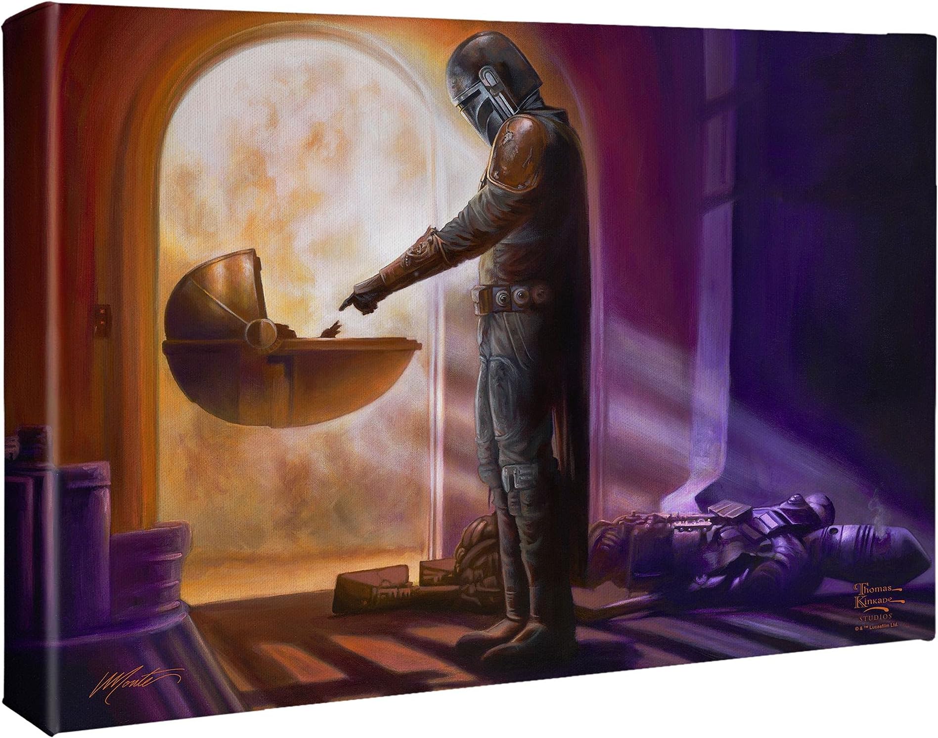 Thomas Kinkade Studios Star Wars The Mandalorian - Turning Point 10 x 14 Wrapped Canvas by Artist Monte Moore