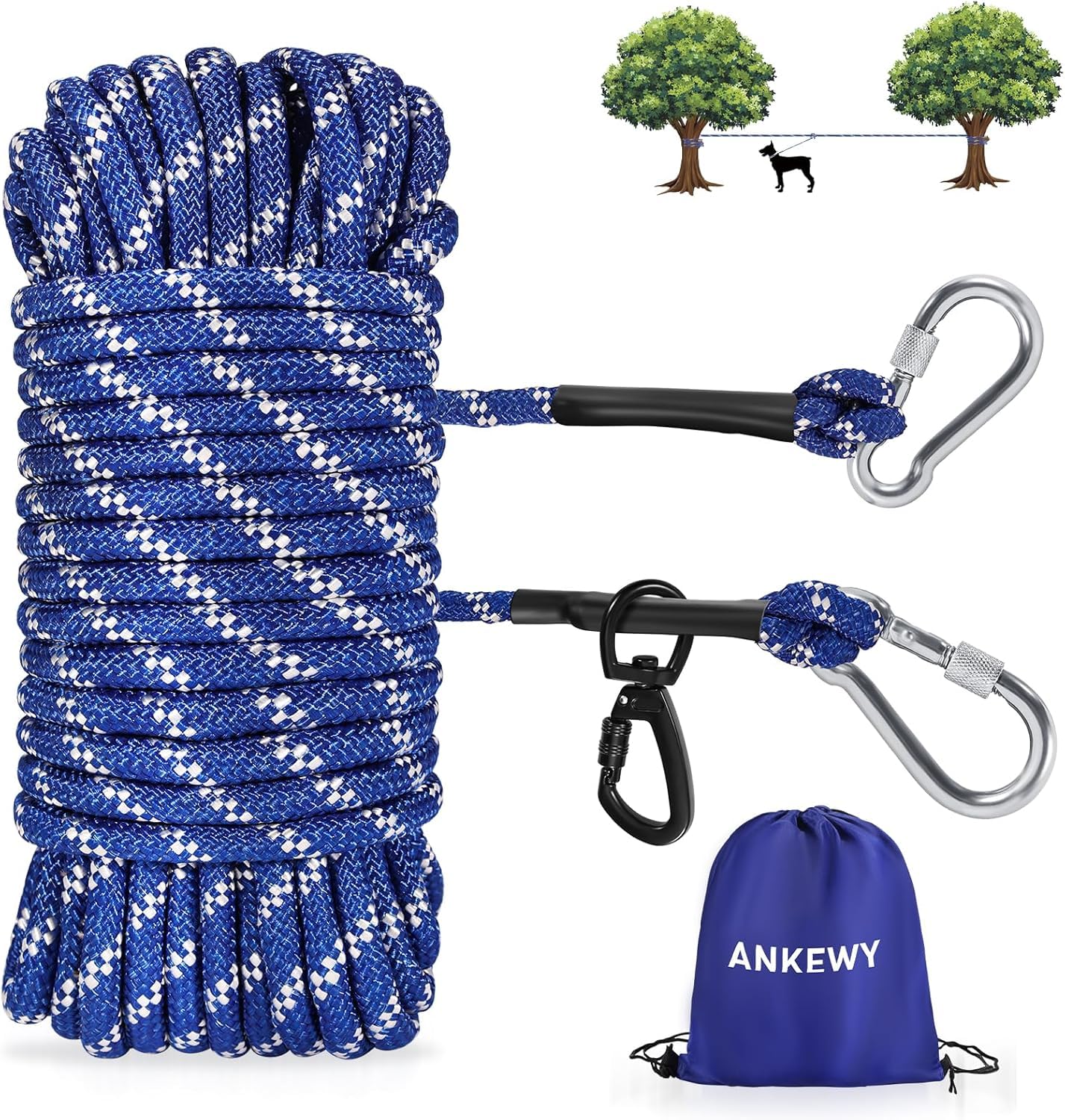 Câble d'attache pour chien idéal pour des vacances au camping