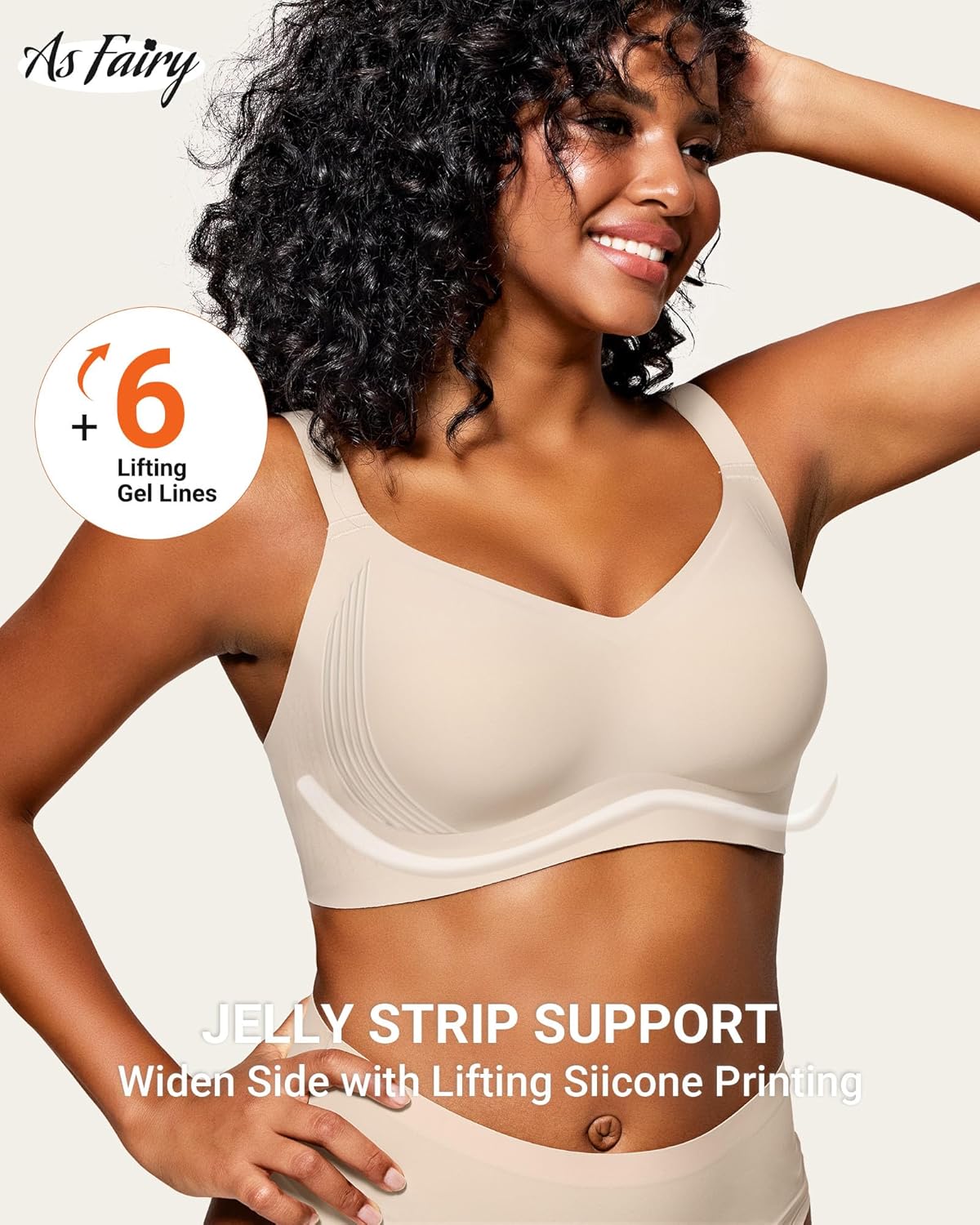 As Fairy Bras for Women No Underwire Full Coverage V Neck Smooth Wireless Seamless Support Regular Plus Size Tshirt Bra - Image 3