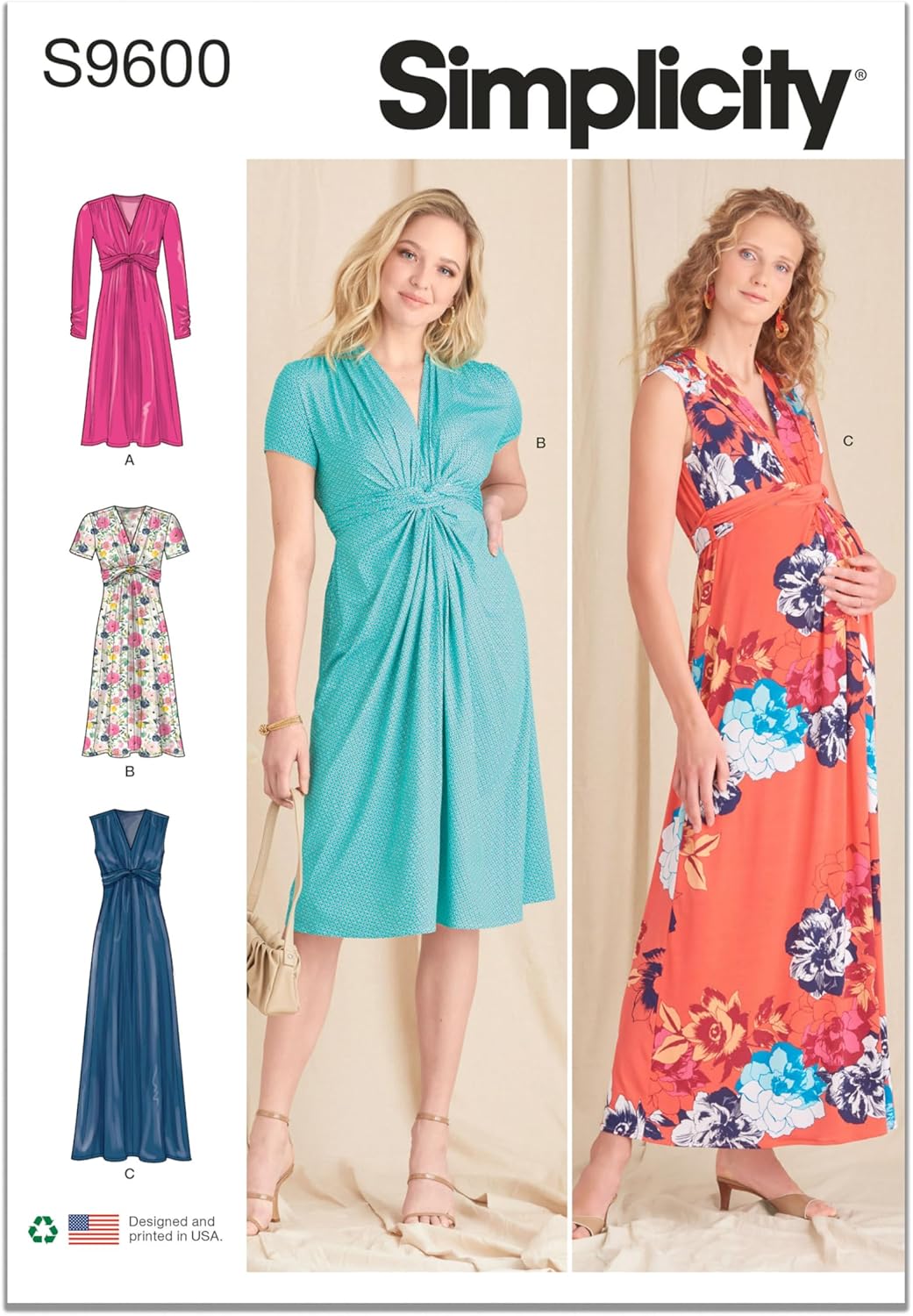 Simplicity SS9600H5 Misses' Pullover Knit Dress Sewing Pattern Packet, Design Code S9600, Sizes 6-8-10-12-14