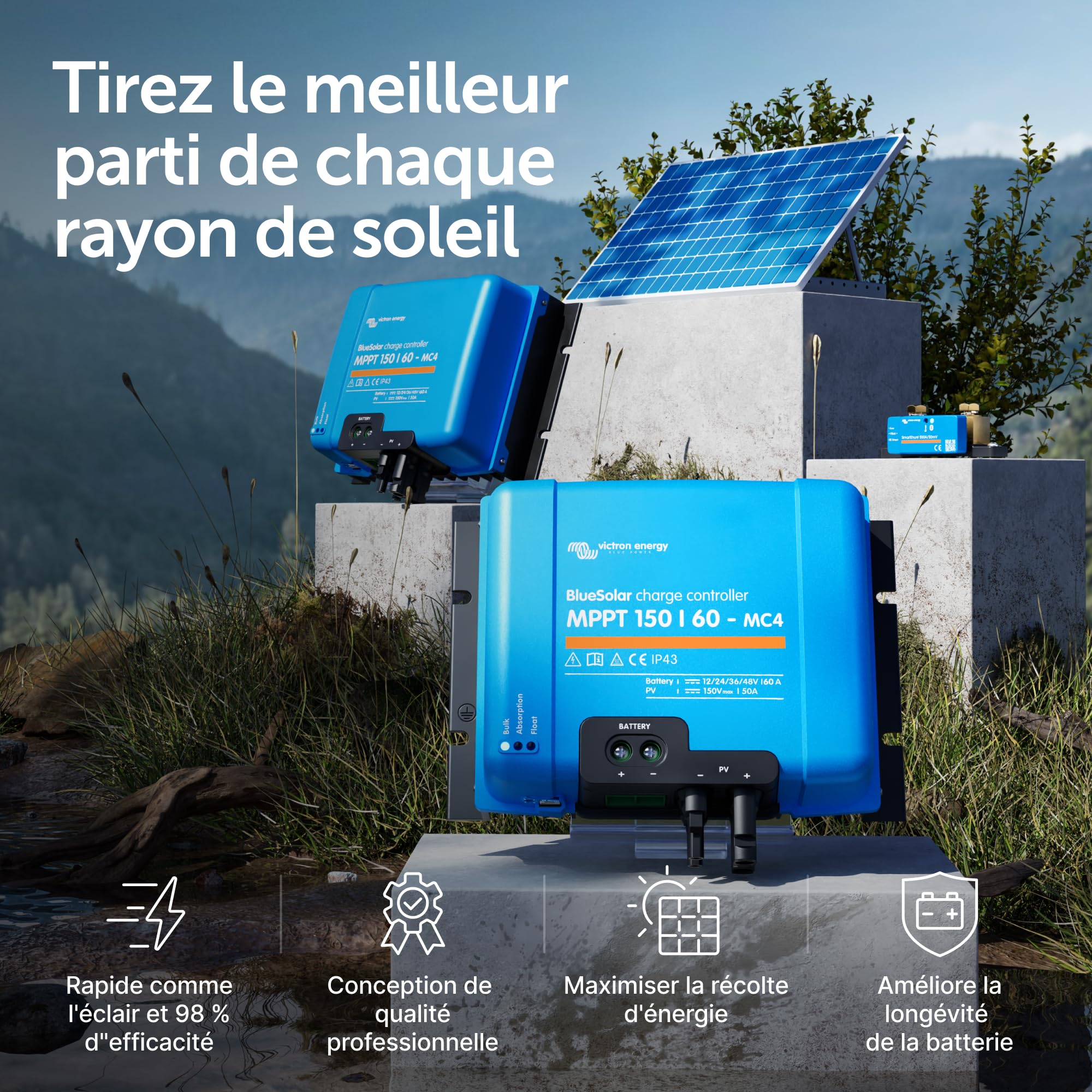 Victron Energy BlueSolar Contrôleur de Charge Solaire MPPT 150V 60 amp 12/24/36/48 Volt pour MC4