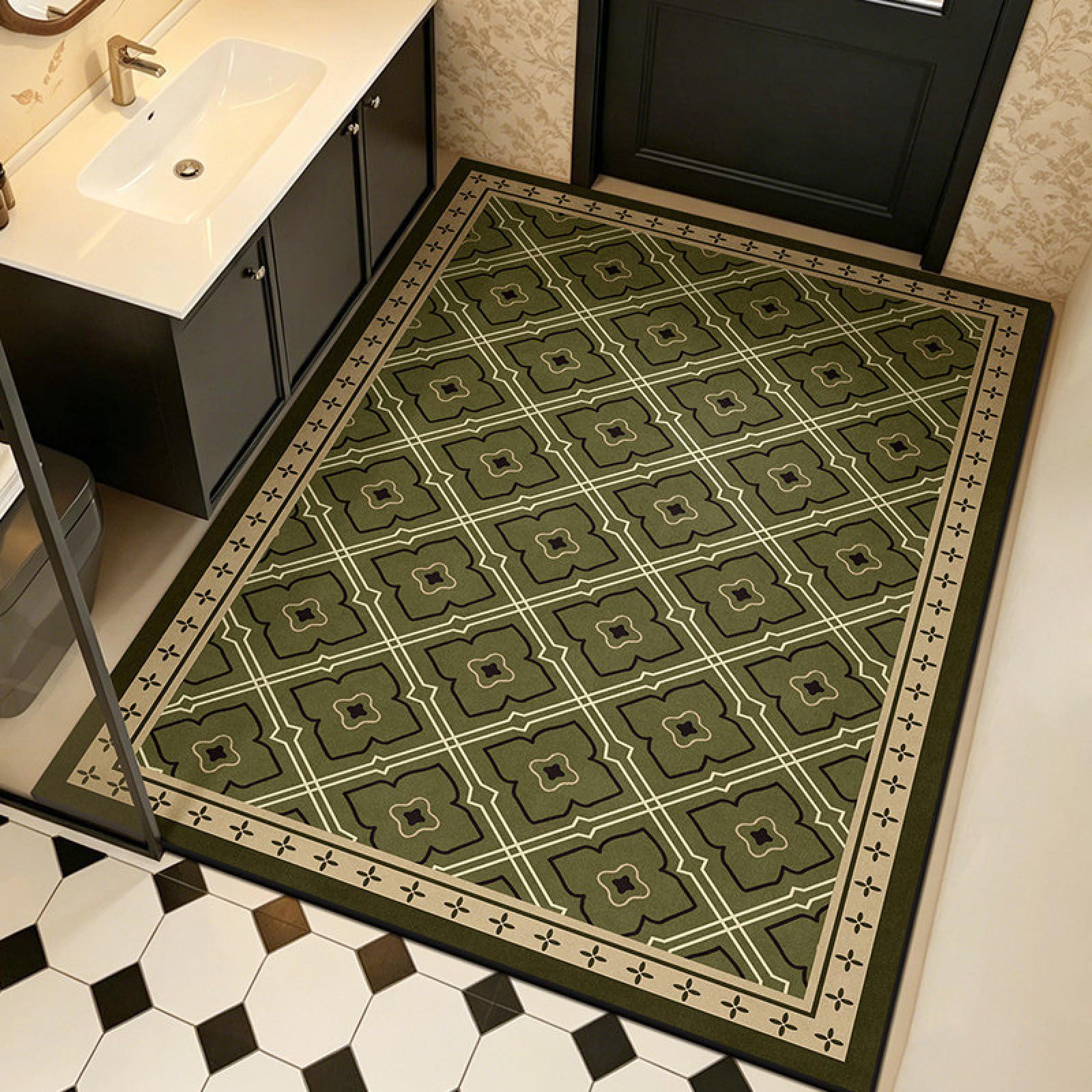 Générique Tapis de Bain Diatomite 80X120 Noir Vert Tapis de Douche