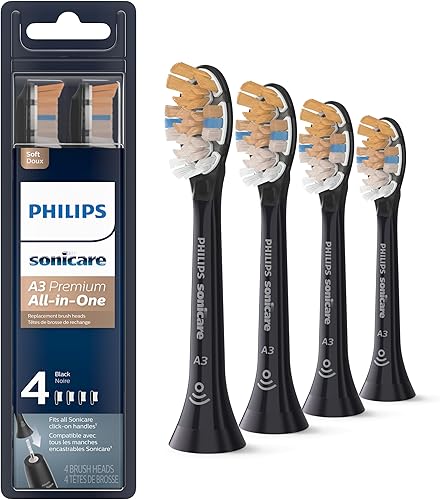 Miniatura 1 de Philips Sonicare Cabezales de cepillo de dientes de repuesto prémium todo en uno (A3), HX909495, reconocimiento inteligente, color negro, paquete de