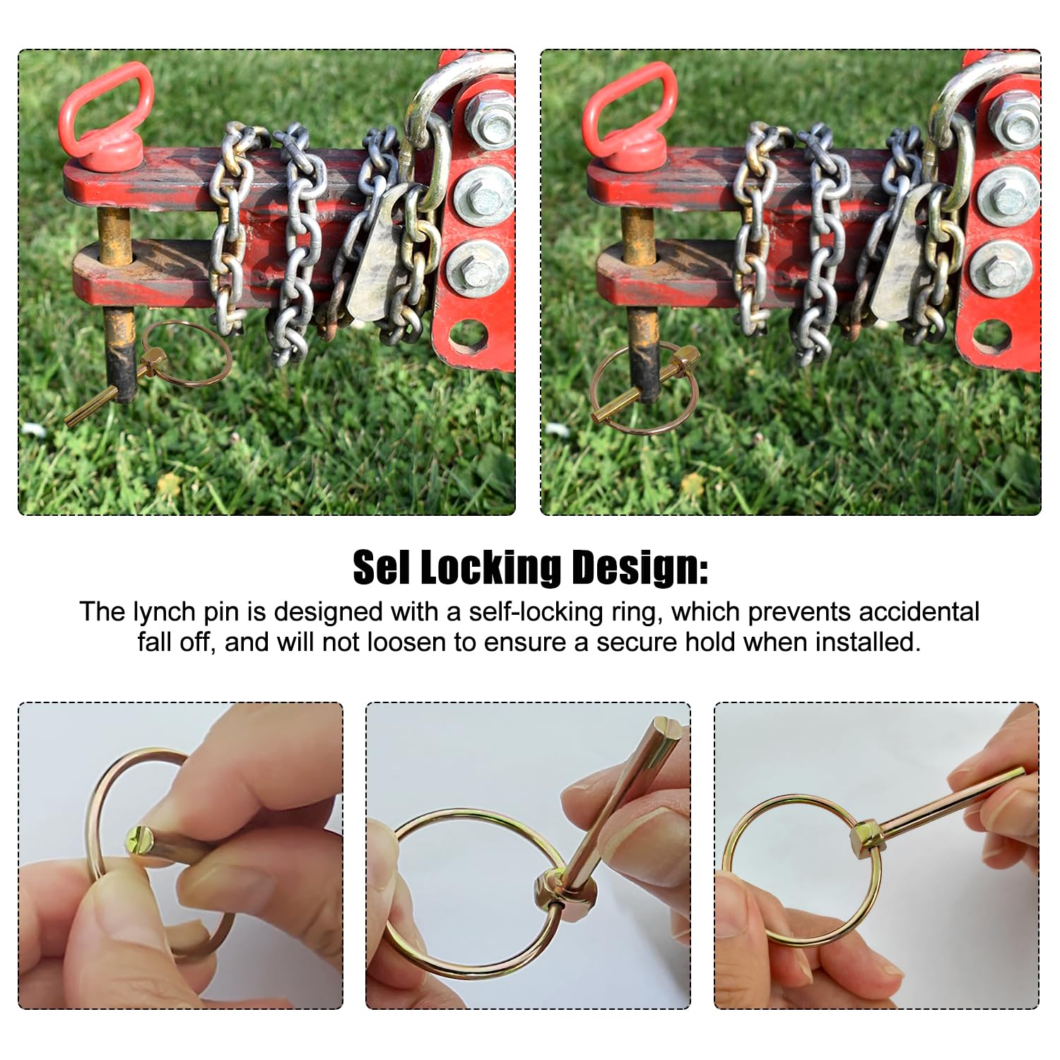 YIXISI 12 PCS 4.5mm Lynch Pin, Round Shape Lynch Retaining Pins, Carbon Steel Trailer Lock Pin, Linch Pins - Image 4