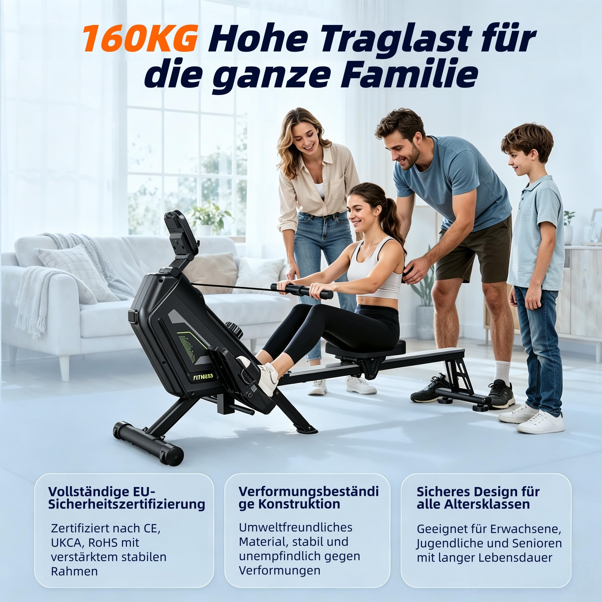 Magnet Rudergerät, leises Rudergerät für Zuhause mit Bluetooth
