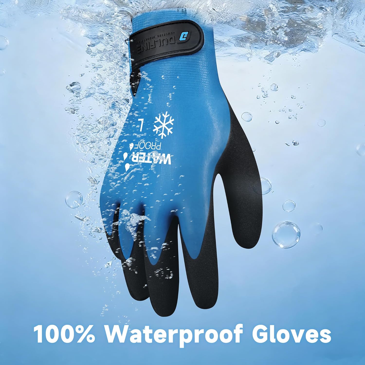 DULFINE 100% Waterproof Winter Work Gloves for Men and Women,Foam Latex Coated and Thermal Insulated Gloves for Cold Weather - Image 4