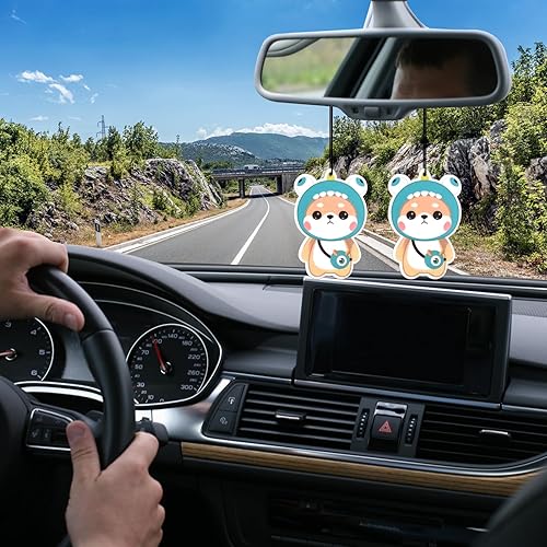 Miniatura 4 de Ambientadores para automóvil, 6 unidades de monstruo azul, Shiba Inu, lindo ambientador colgante de espejo retrovisor para automóvil, aroma colgante