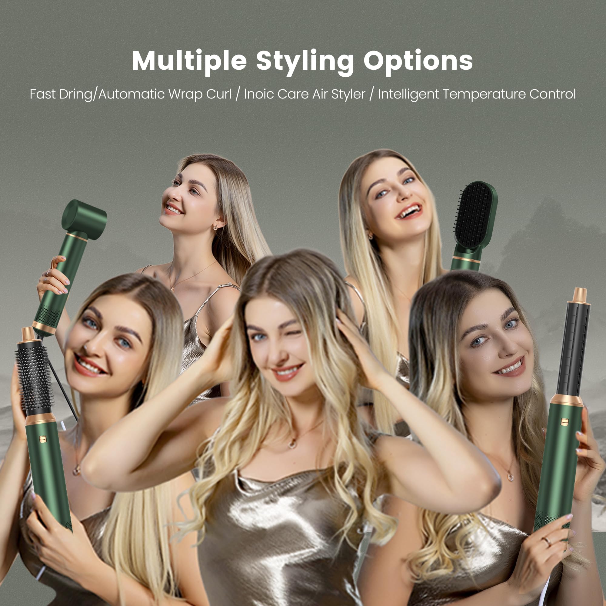 Air styler pro 5 en 1 Secador Moldeador de Pelo 5 Cabezales Intercambiables 3 Temperaturas moldeador pelo Cepillo Secador Pelo uego de Brochas para Secar el cCabello