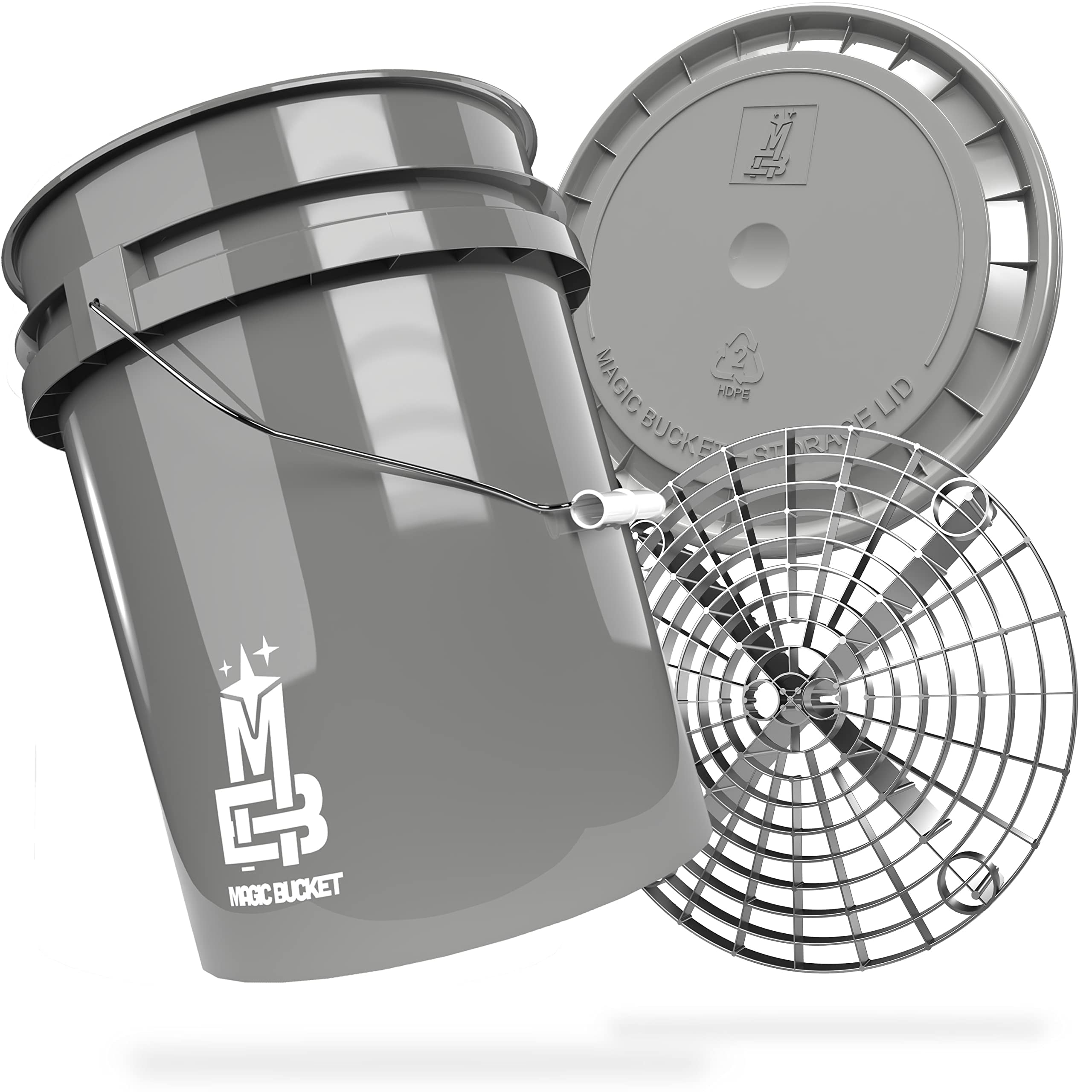Magic Bucket | Paquete de Lavado a Mano | Cubo de Lavado con Tapa de Cubo a Juego 5 US GALLONS Aprox. 20 litros | con Inserto de Cubo Grit Guard Colador de Suciedad | Set de Lavado