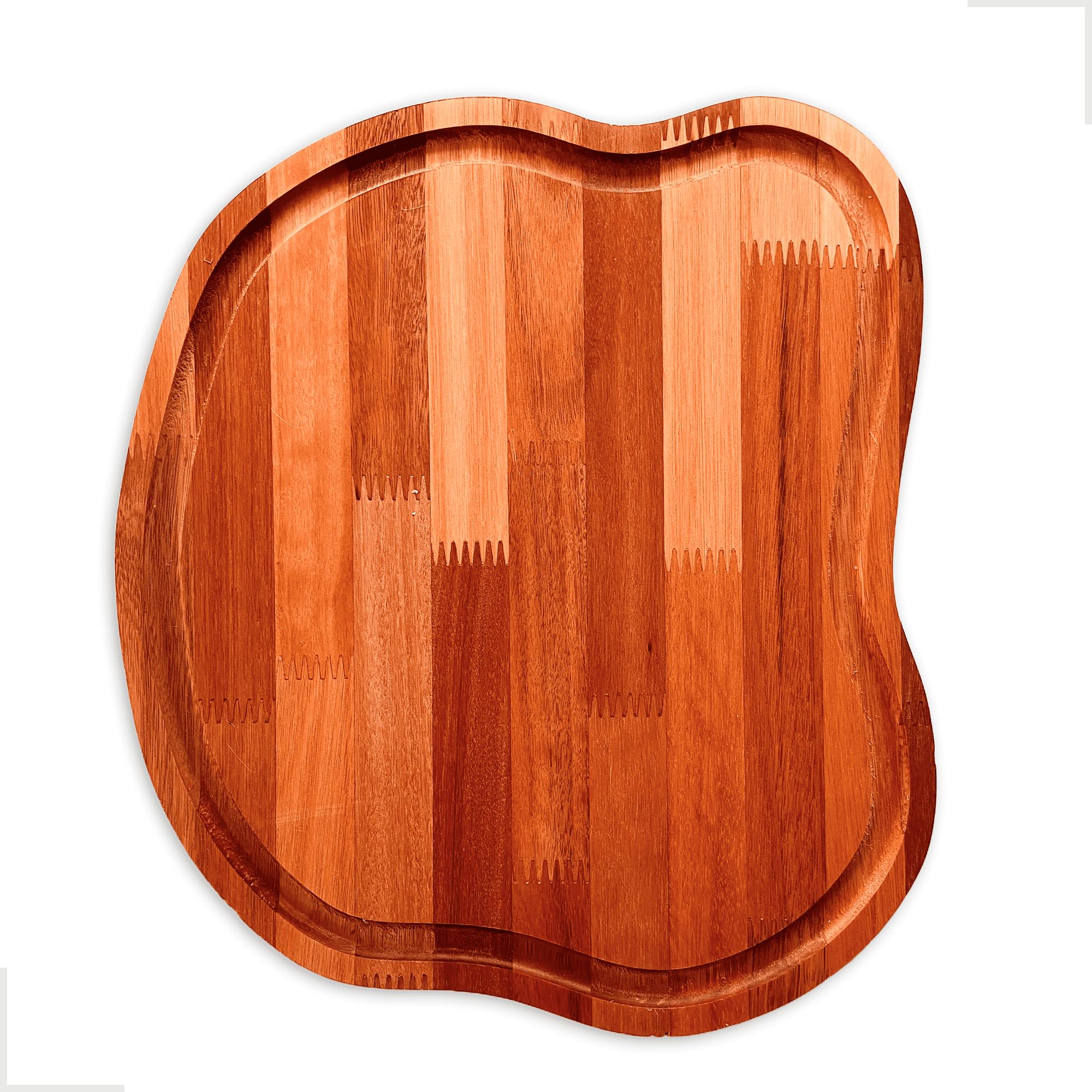 Tábua de Carne Rústica em Madeira Eucalipto 40x37 cm, Antiderrapante com Canaleta para