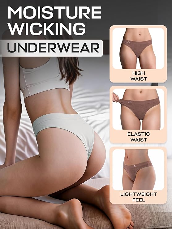 Balanced Tech Women's Seamless Thong Panties 3-Pack - Assorted Colors