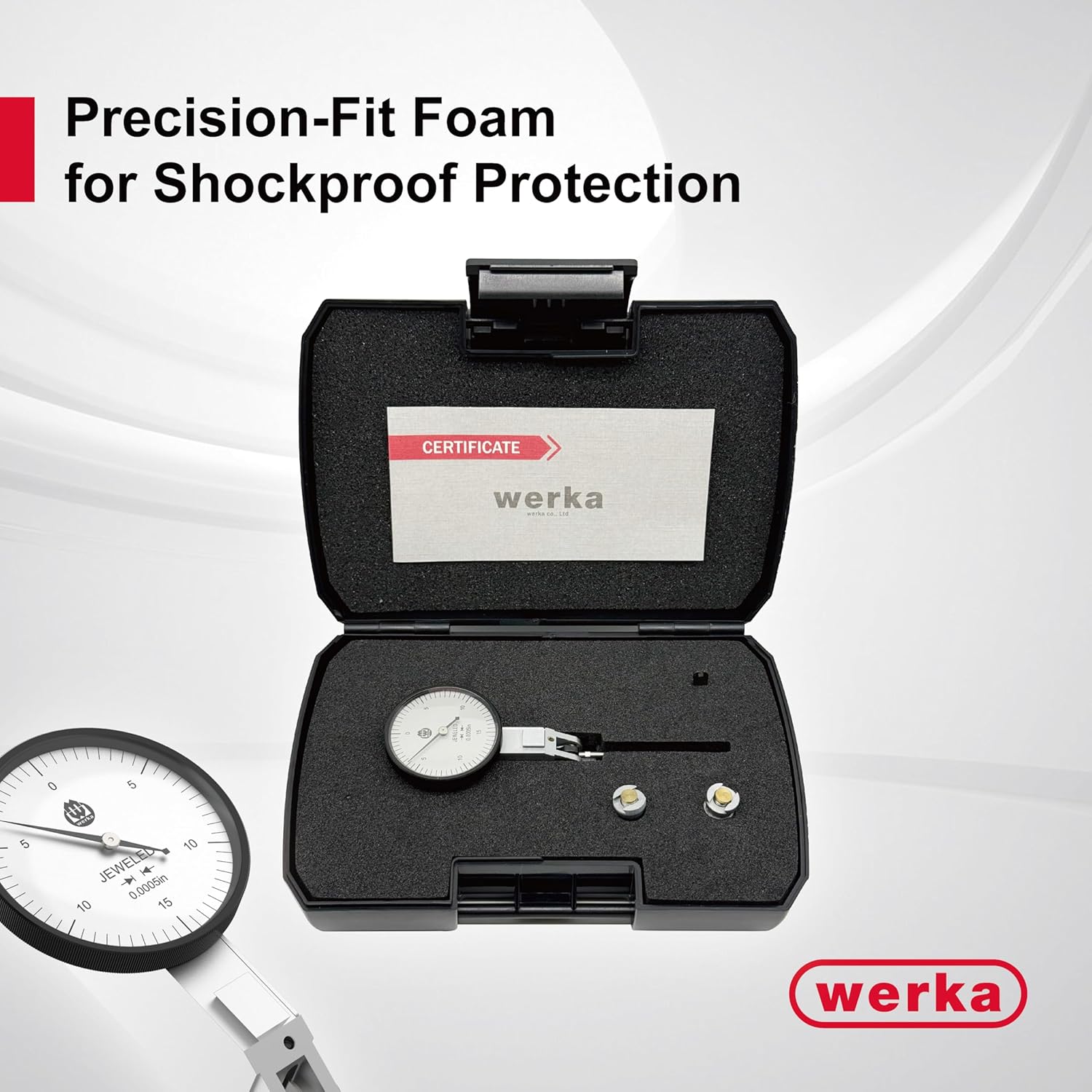 Professional Dial Test Indicator, 0-1 Inch Range with 0.0005 Inch Graduations, Metal Construction, Includes Storage Case (0-0.03x0.0005")