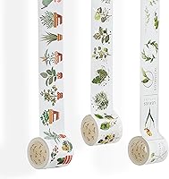 Vista 10 de WT Juego de calcomanías de cinta washi de esplendor estacional, 5 rollos, diseños originales, diseño floral de acuarela vintage, calcomanías Juego