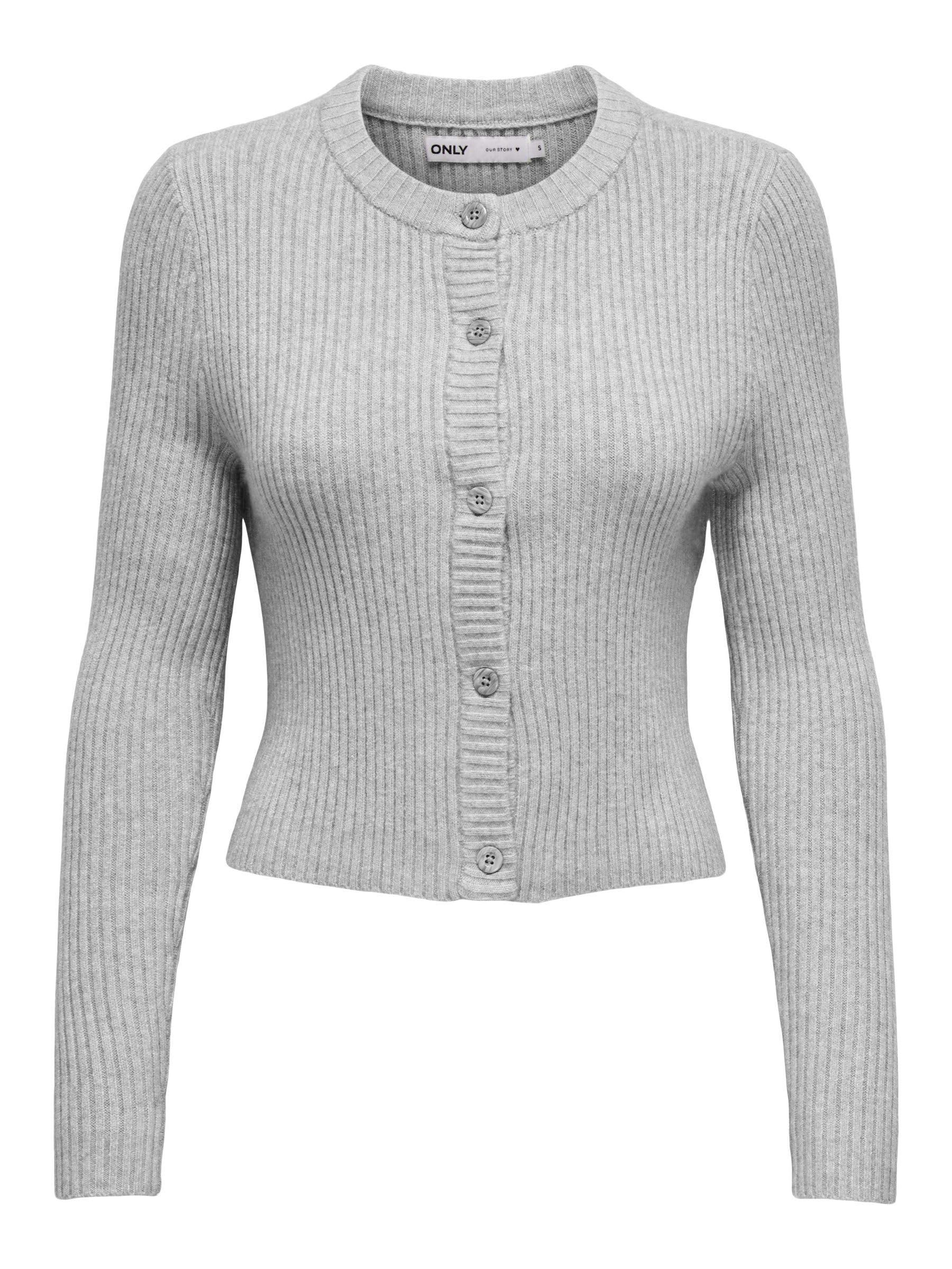 ONLY ONLKATIA Life LS Button Women's Cardigan Regular Fit XS - XL Brown Grey, Light Grey Mix, S