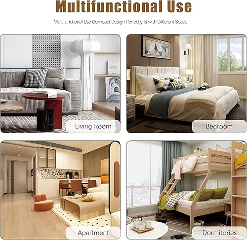 Miniatura 8 de Mesa de café redonda de 31.5" para sala de estar, mesa moderna de sala de estar con LED y almacenamiento, mesas de café cuadradas de acrílico con 2