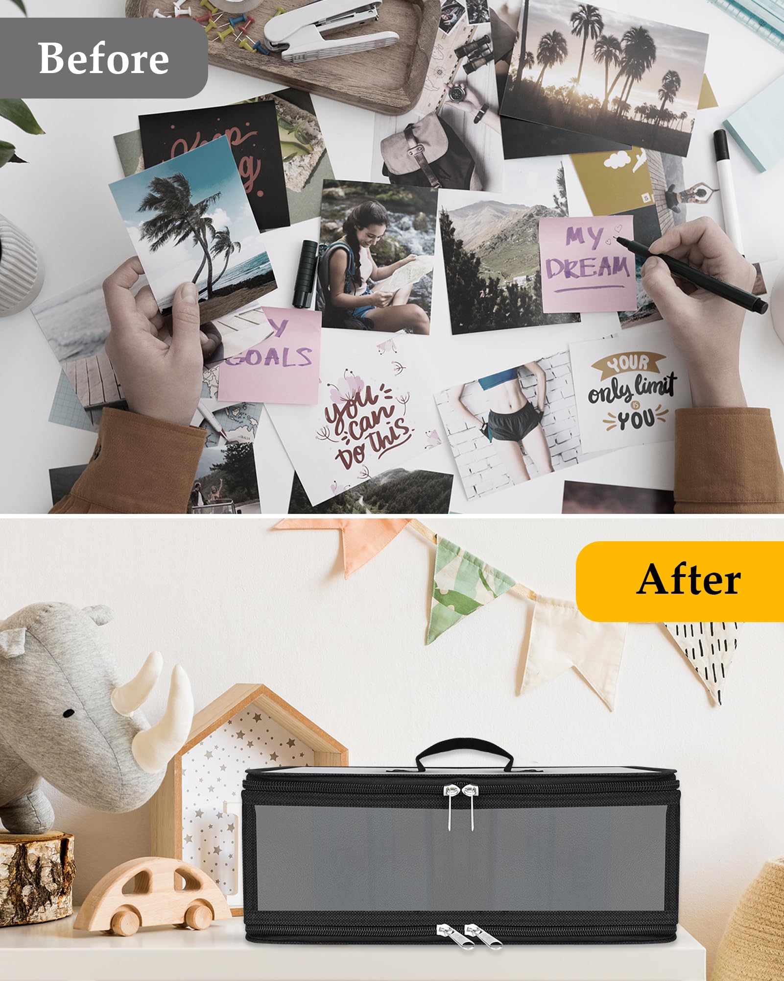 Gbivbe Boite Rangement Photos 4" x 6", 10 Intérieurs Boite de Rangement de Photo, Organisateur en Plastique Craft Keeper pour Graines avec Couvercle