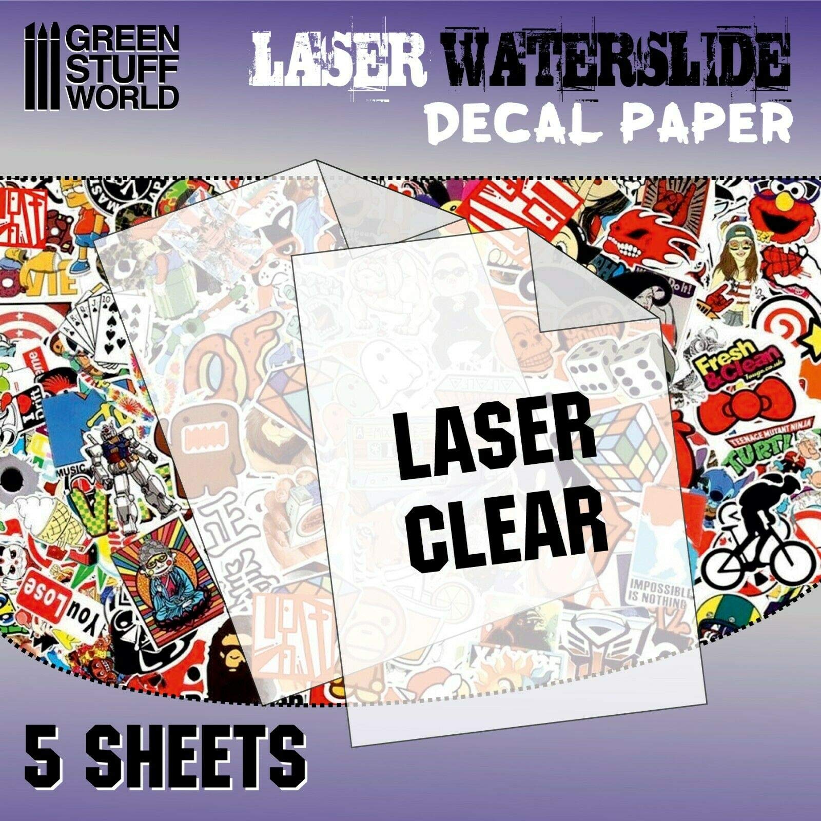 Green Stuff World Waterslide A4 Decal Sheets x5 - Transparent for Laser Printers