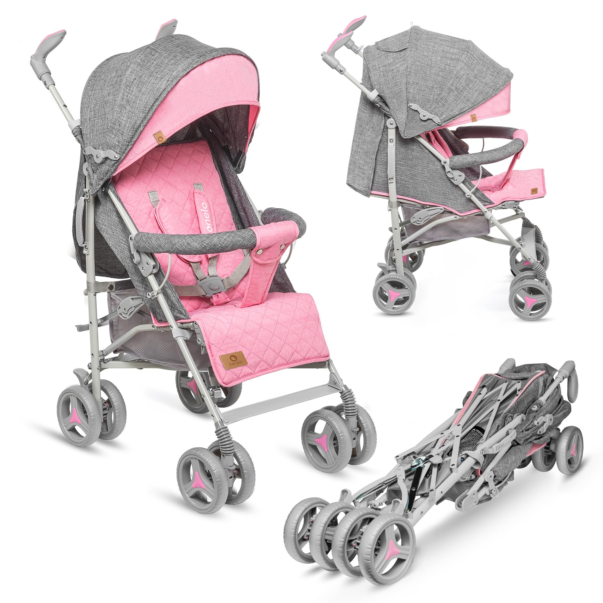 Lionelo Irma Silla de paseo plegable 51 x 80 x 101 cm Diseño ultraligero 7 kg Respaldo ajustable Para niños de hasta 15 kg 6-36M Cinturones de seguridad