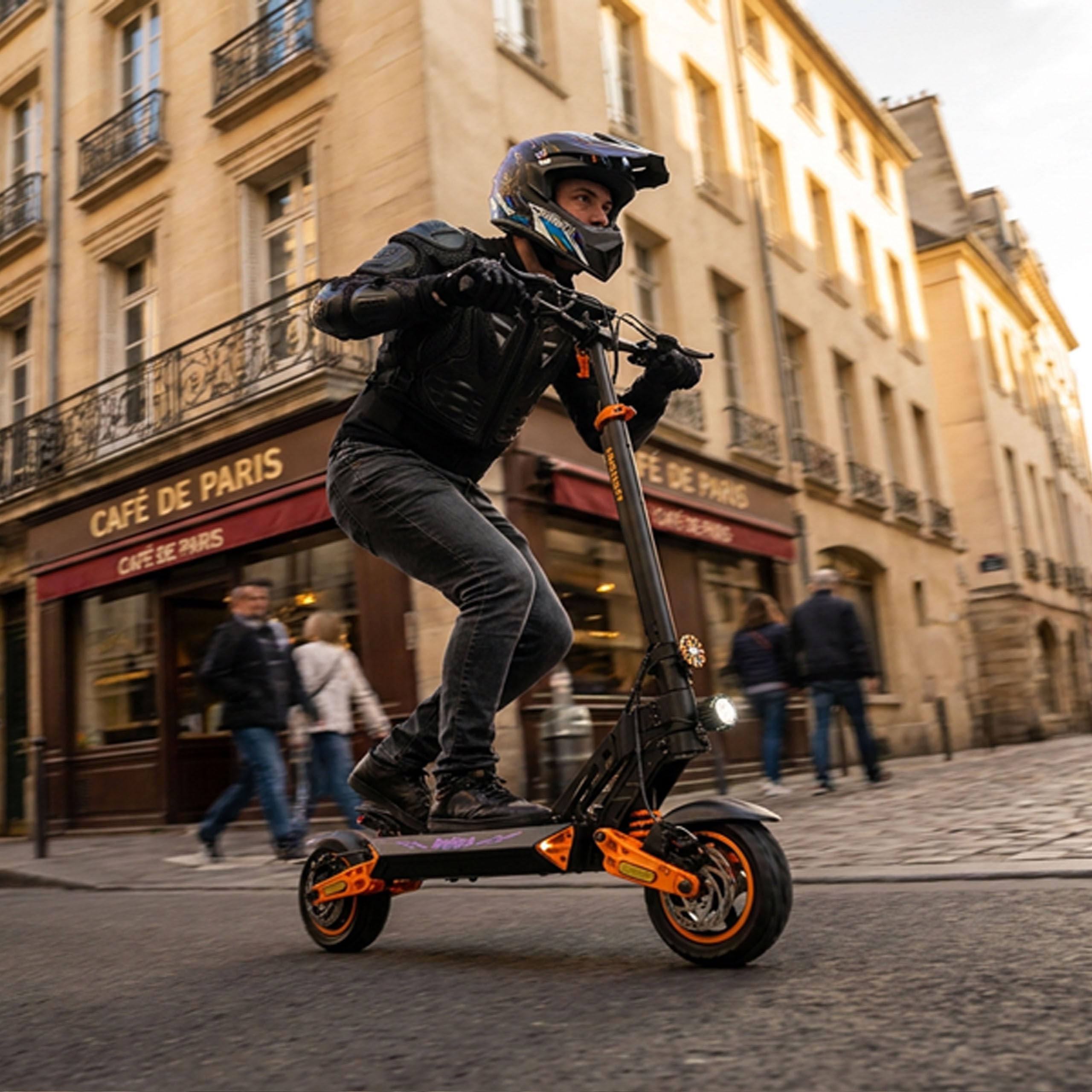 Patinete eléctrico Kamikaze K1 - Motor 1000 W, autonomía hasta 60 km, batería 48 V 15 Ah, velocidad limitada a 25 km/h, doble freno de disco, suspensión completa, neumáticos de 10", IPX5