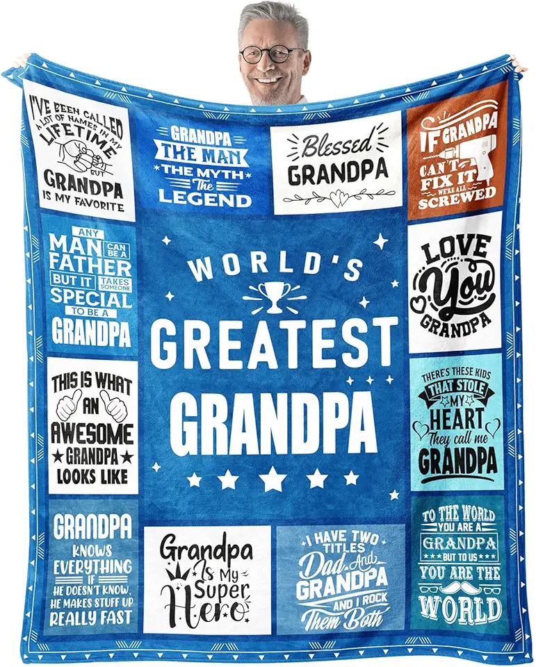 Cobertor de vovô para o dia dos pais para netos - 152,4 cm x 203,2 cm O maior cobertor do vovô do mundo - presente de aniversário de Natal para o avô melhores ideias de presentes para vovô