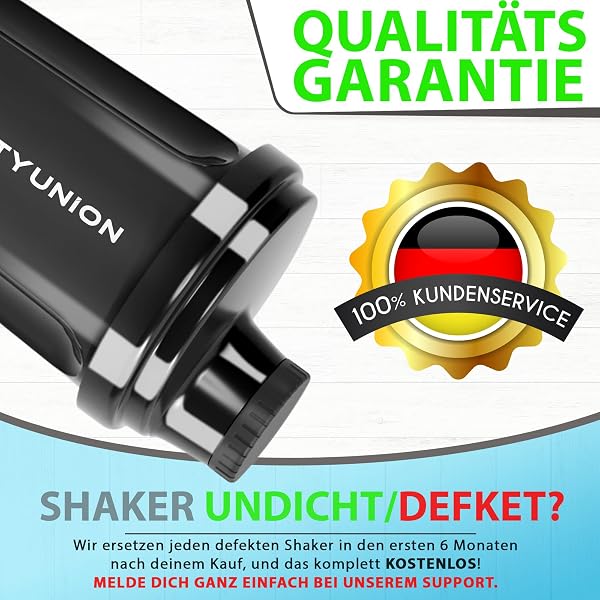 AMITYUNION Shaker per proteine 500 ml Heaven a prova di perdite, senza BPA con setaccio cliccabile e scala per frullati cremosi di siero di latte, shaker per proteine, originale in nero - 2