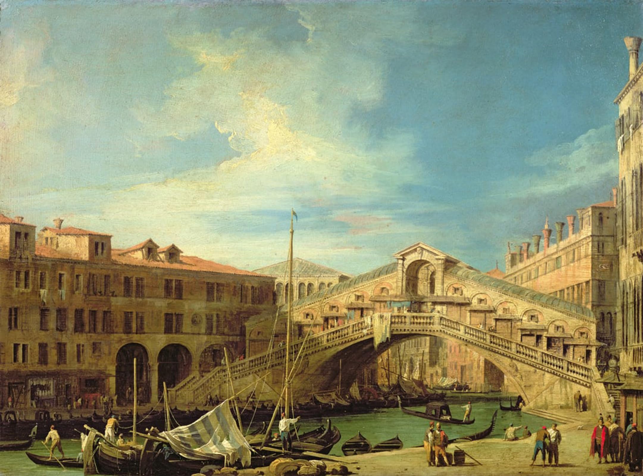 SERENDIPITP Abstract Painting Mural Print Picture Wall Decor Painting View of the Rialto at Venice by Antonio Canal Vintage Wall Artwork for Home Decor 60x90cm