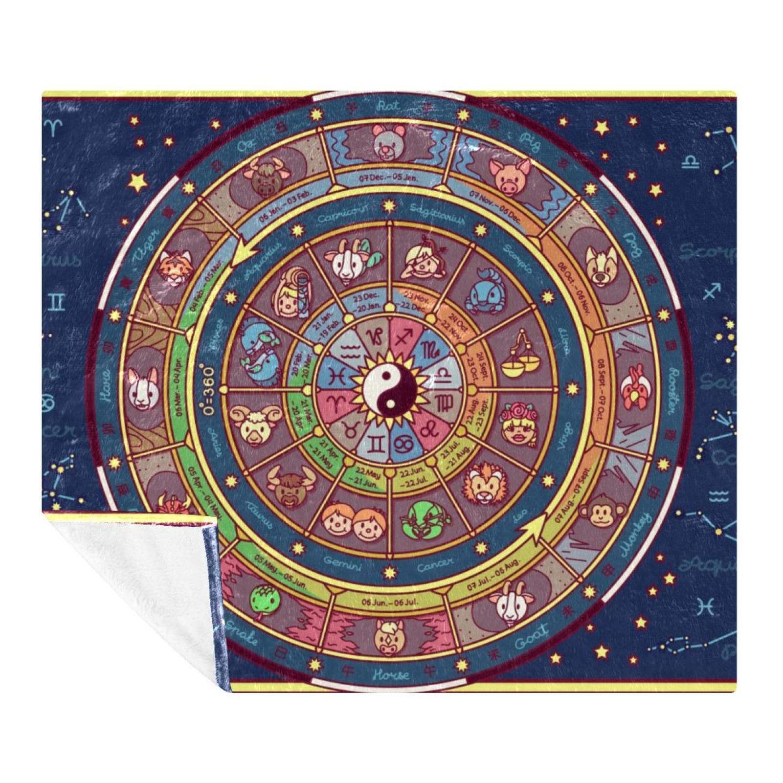Couverture astrologique Fortune Wheel légère contre les frissons nocturnes sur le lit