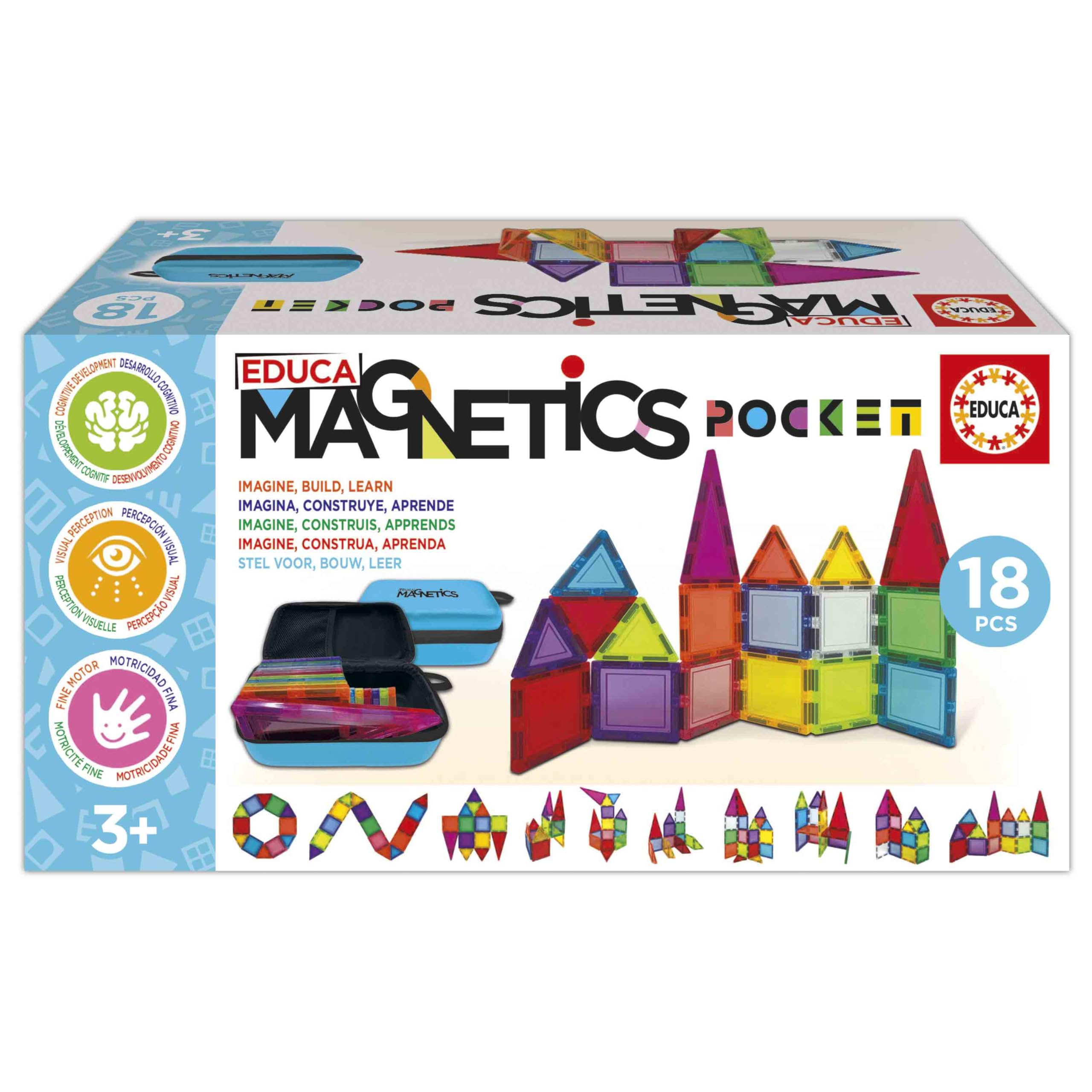 Educa Magnetics 61 Pezzi – Blocchi Magnetici Per Costruzioni 2D E 3D – Gioco STEM Per Bambini +3 Anni – Forme E Colori Per Stimolare La Creatività