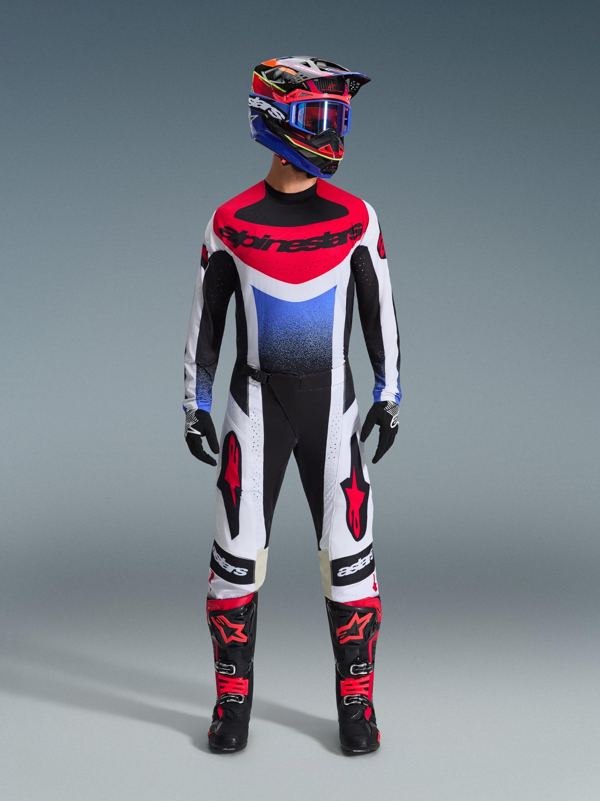 Alpinestars Techstar KNIF Maglia da motocross, nero/bianco/rosso, S
