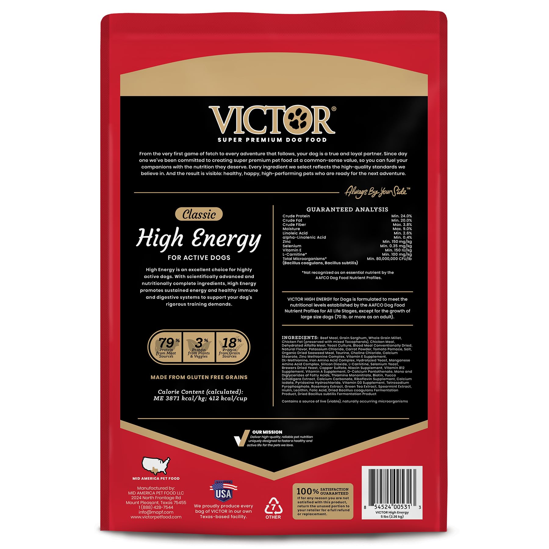 Victor High Energy Dry Dog Food – 5 Lb Bag For Active Dogs, All Life Stages